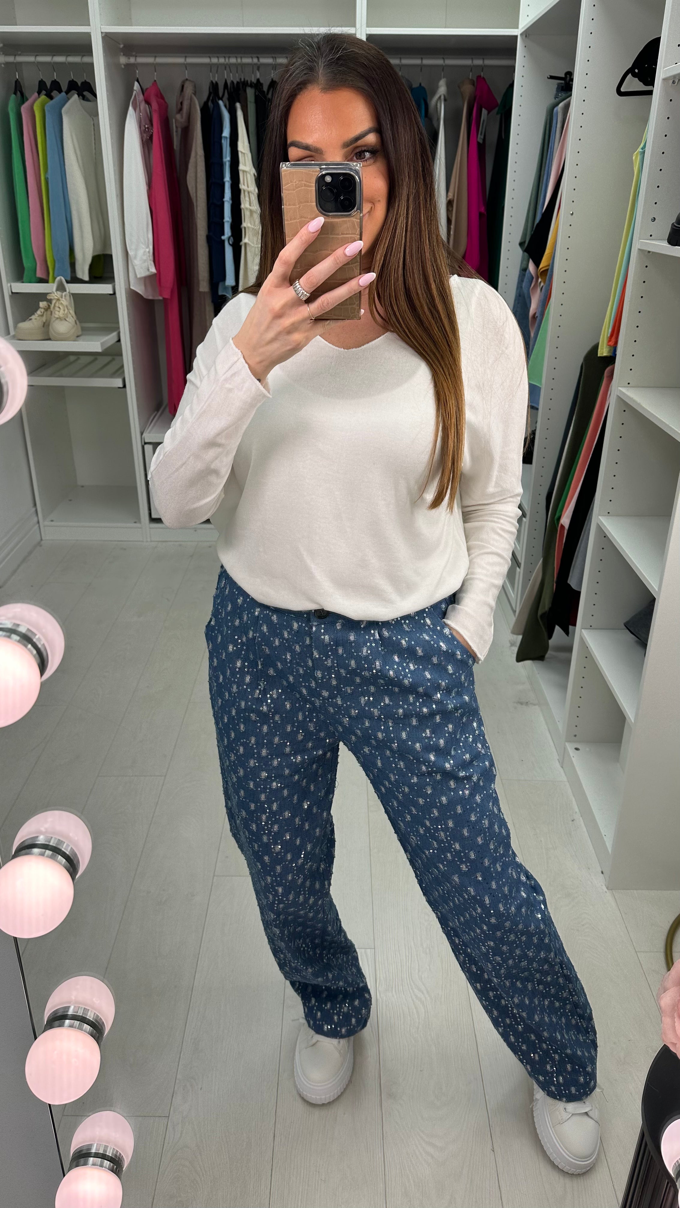 Riley Embellished Denim Trousers