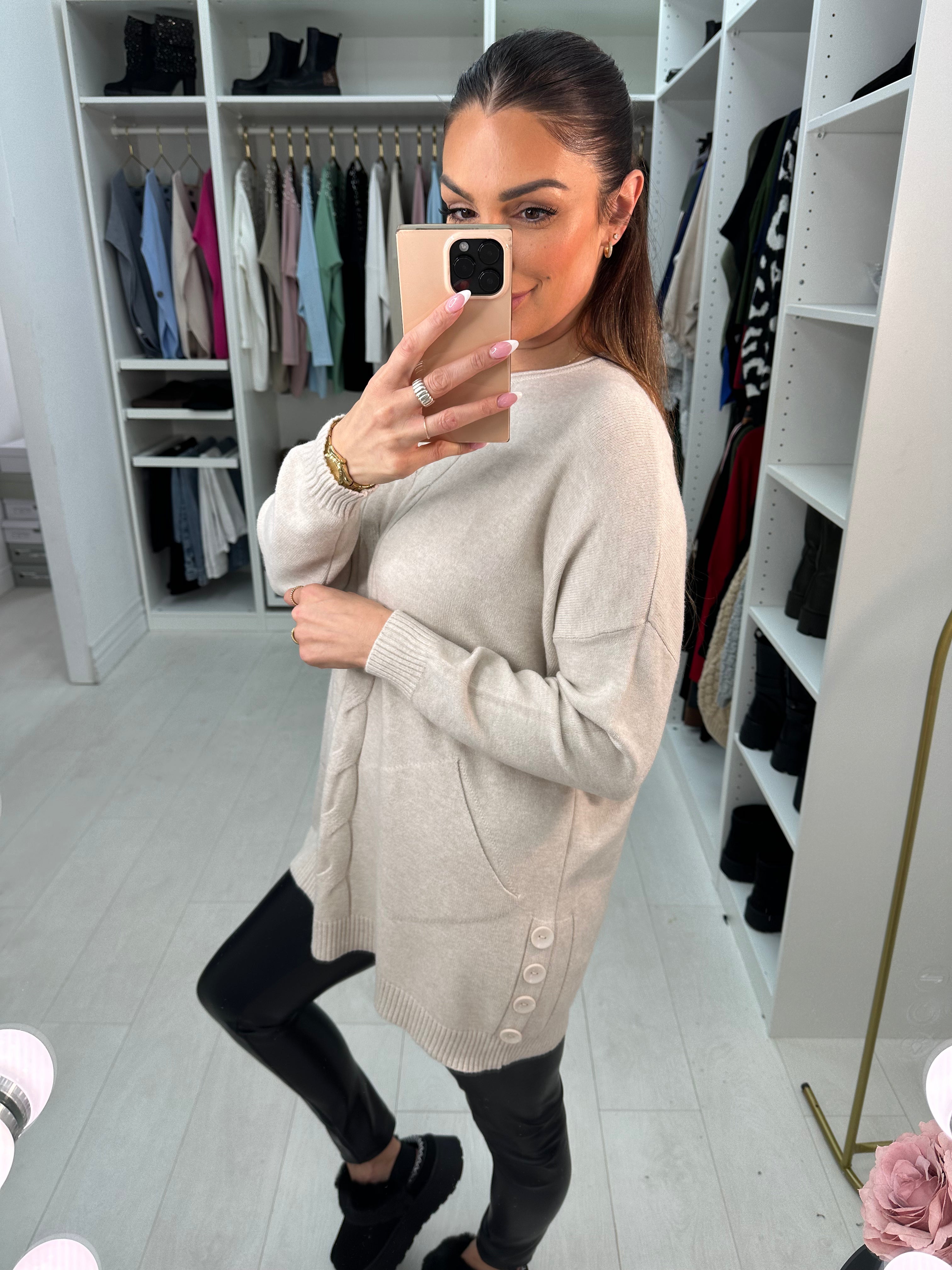 Joanna Cable Detail Pocket Front Jumper