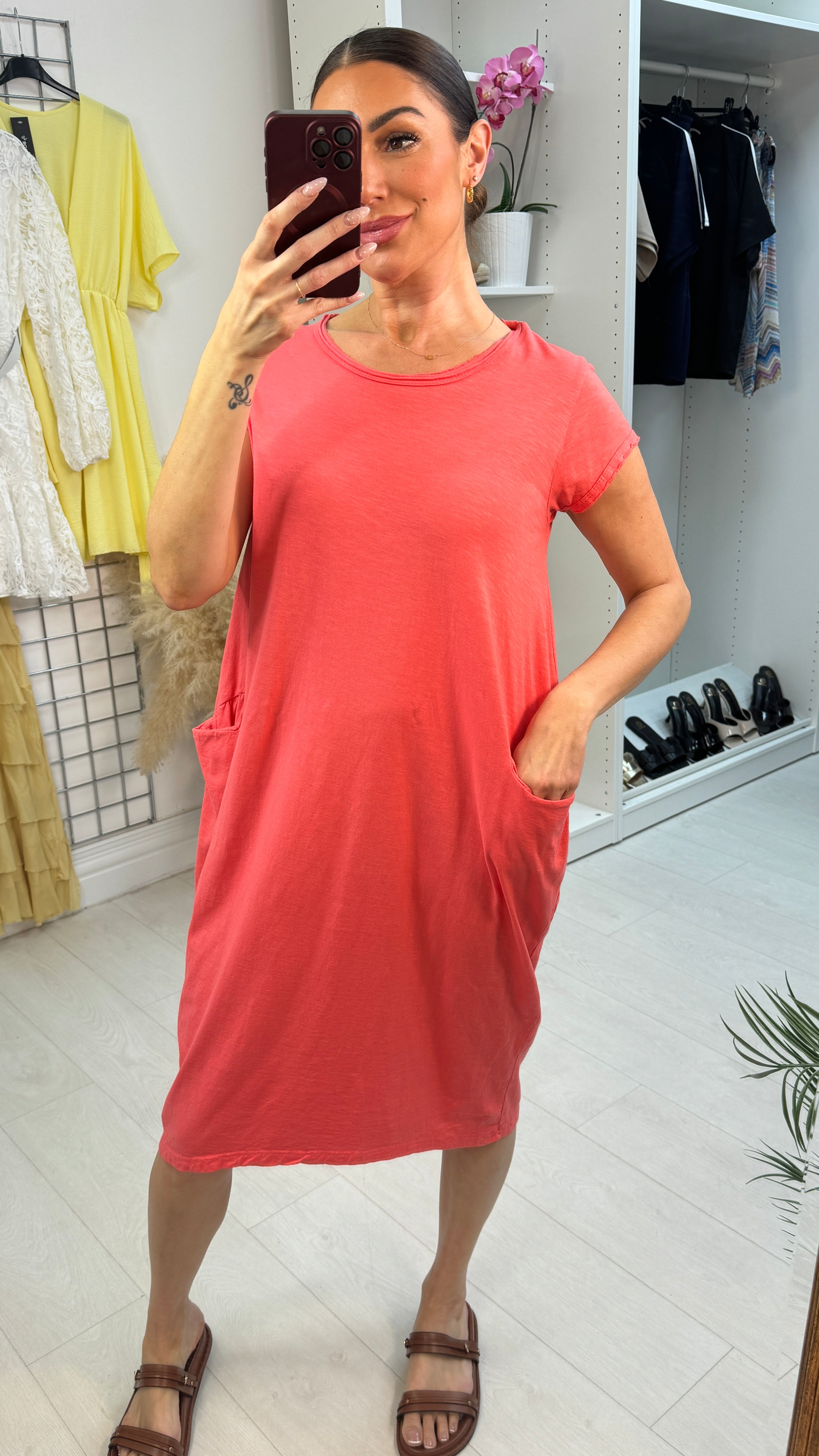 Bambina Plain Pocket Midi Dress