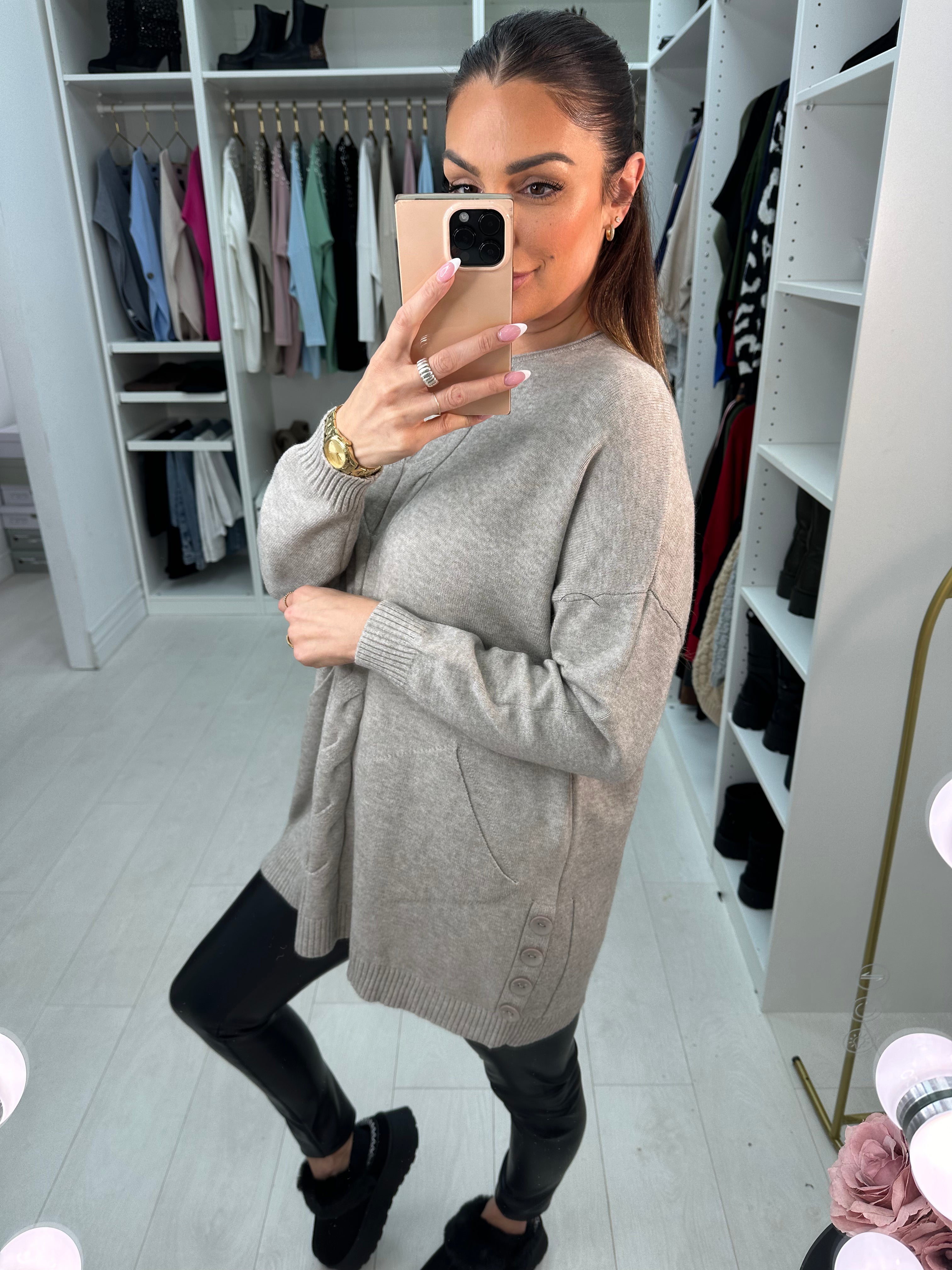 Joanna Cable Detail Pocket Front Jumper