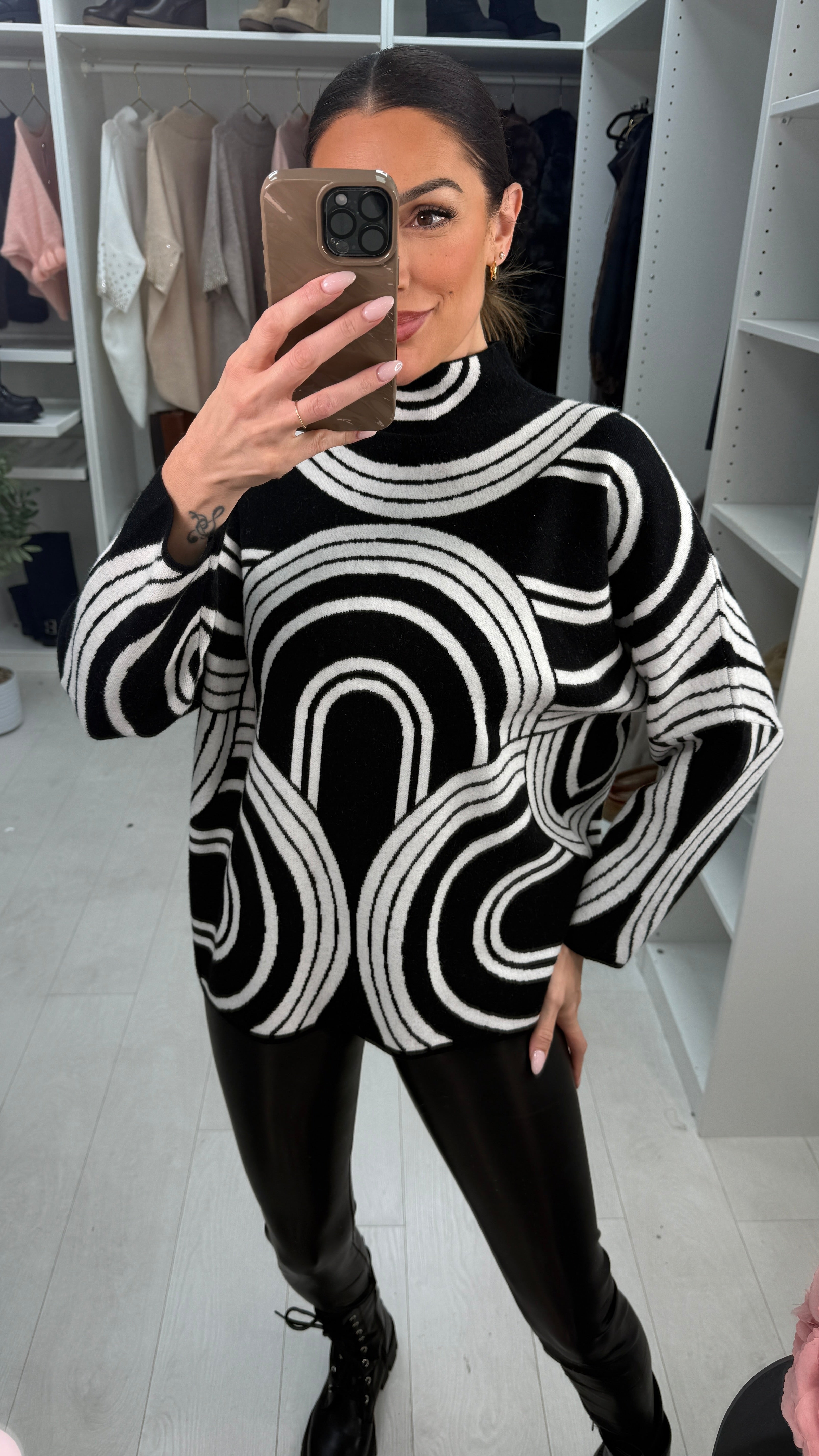 Saisha Abstract Print High Neck Jumper