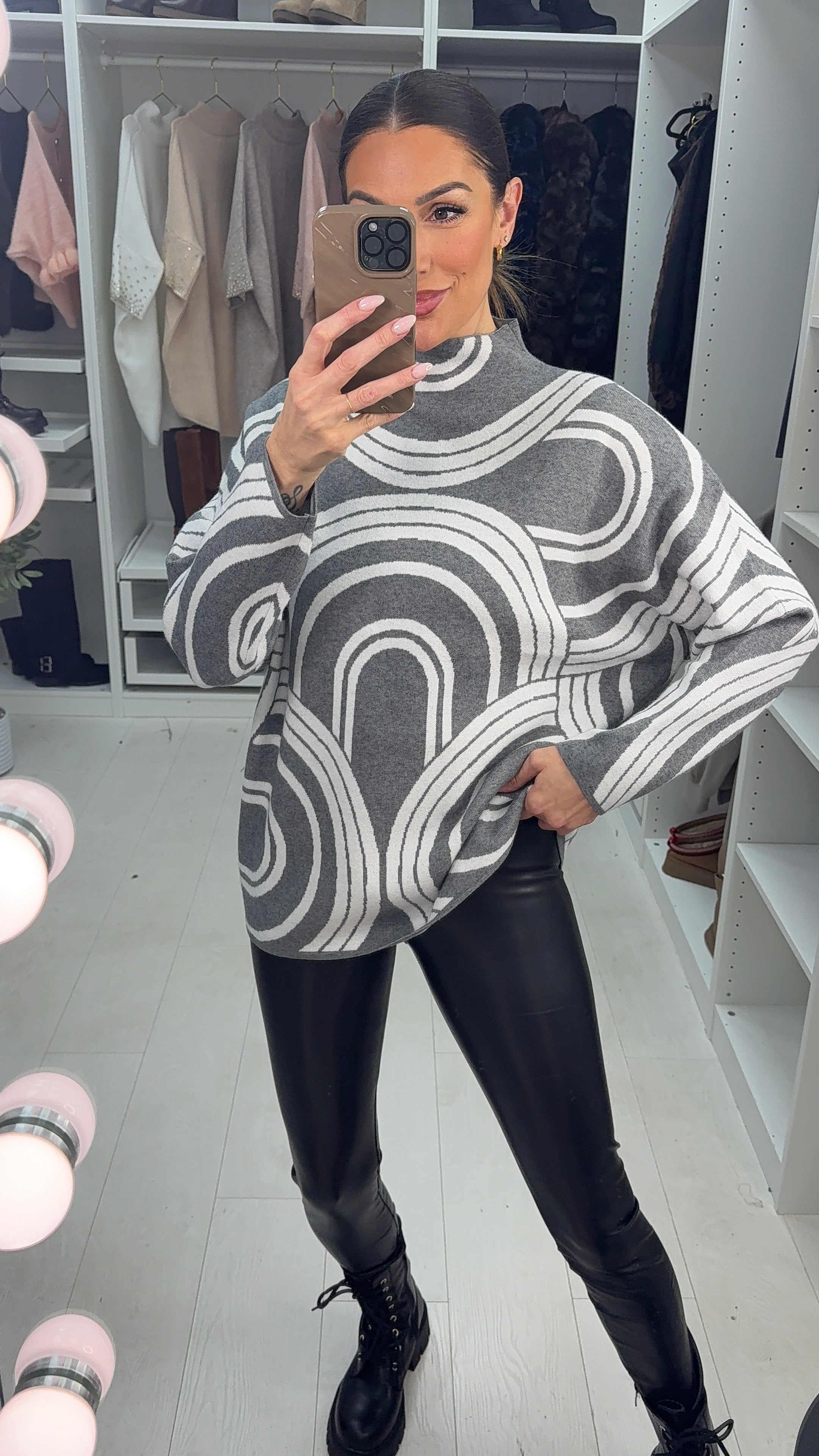 Saisha Abstract Print High Neck Jumper