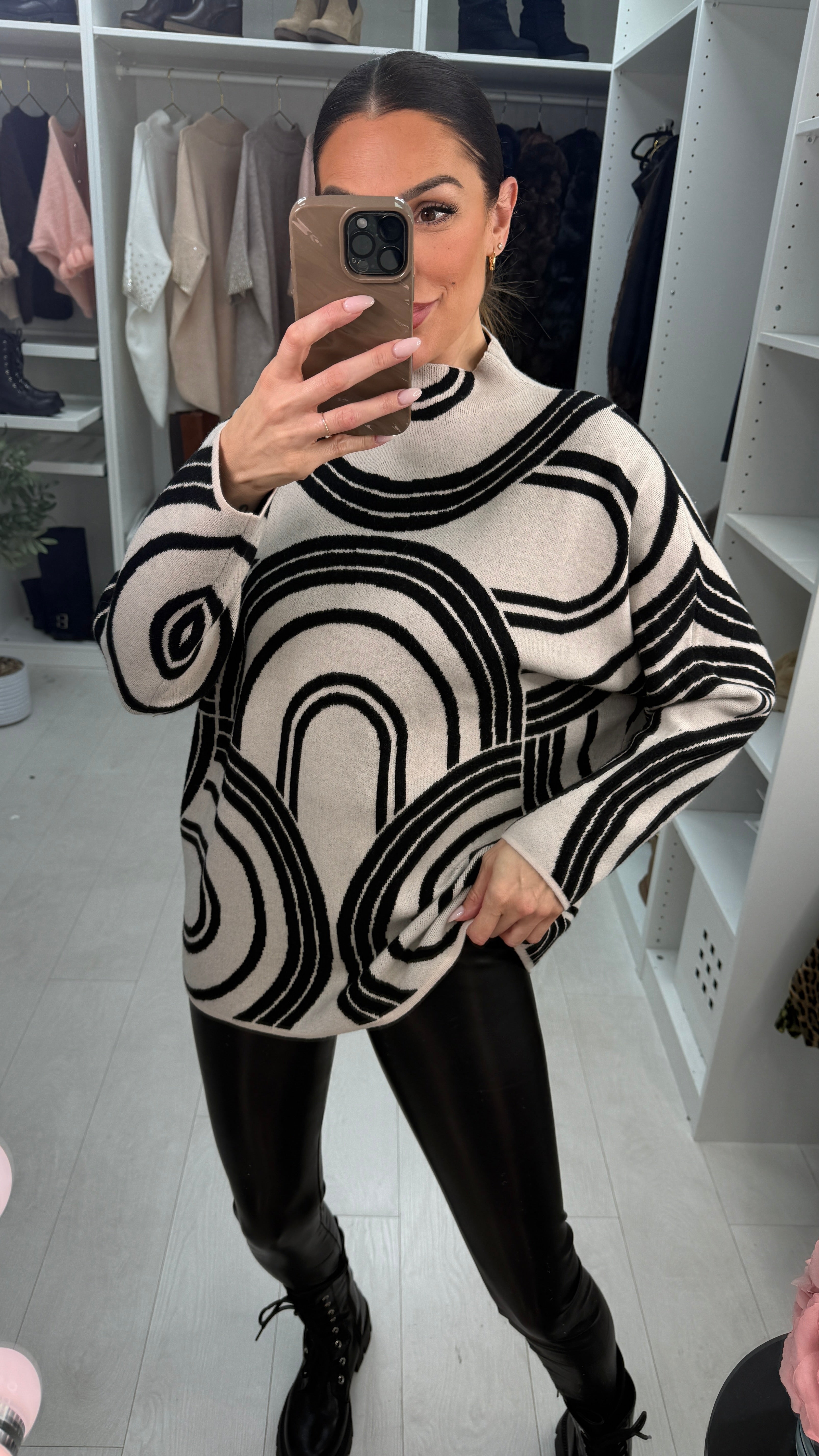 Saisha Abstract Print High Neck Jumper