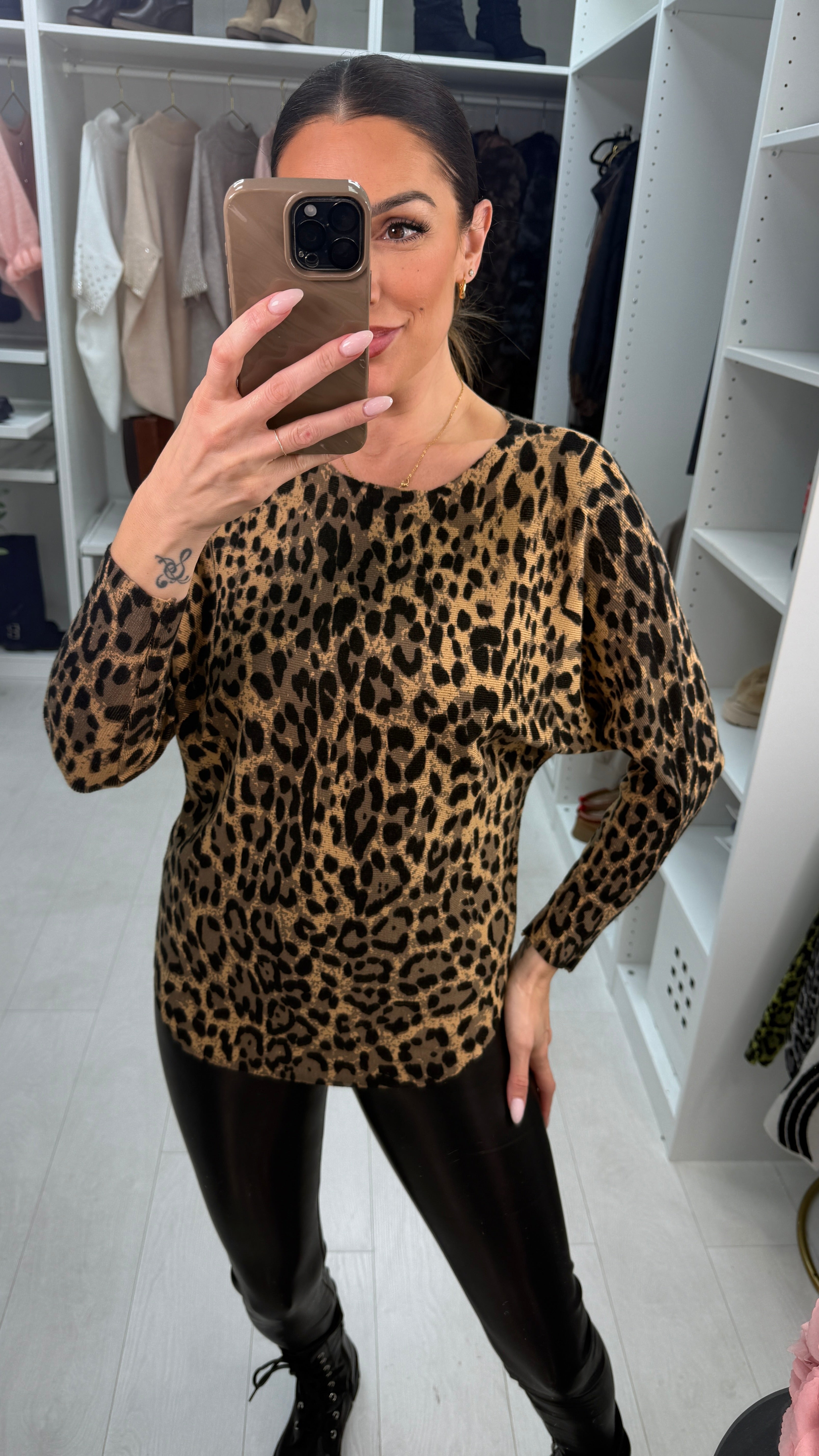 Izabel Leopard Print Knitted Jumper