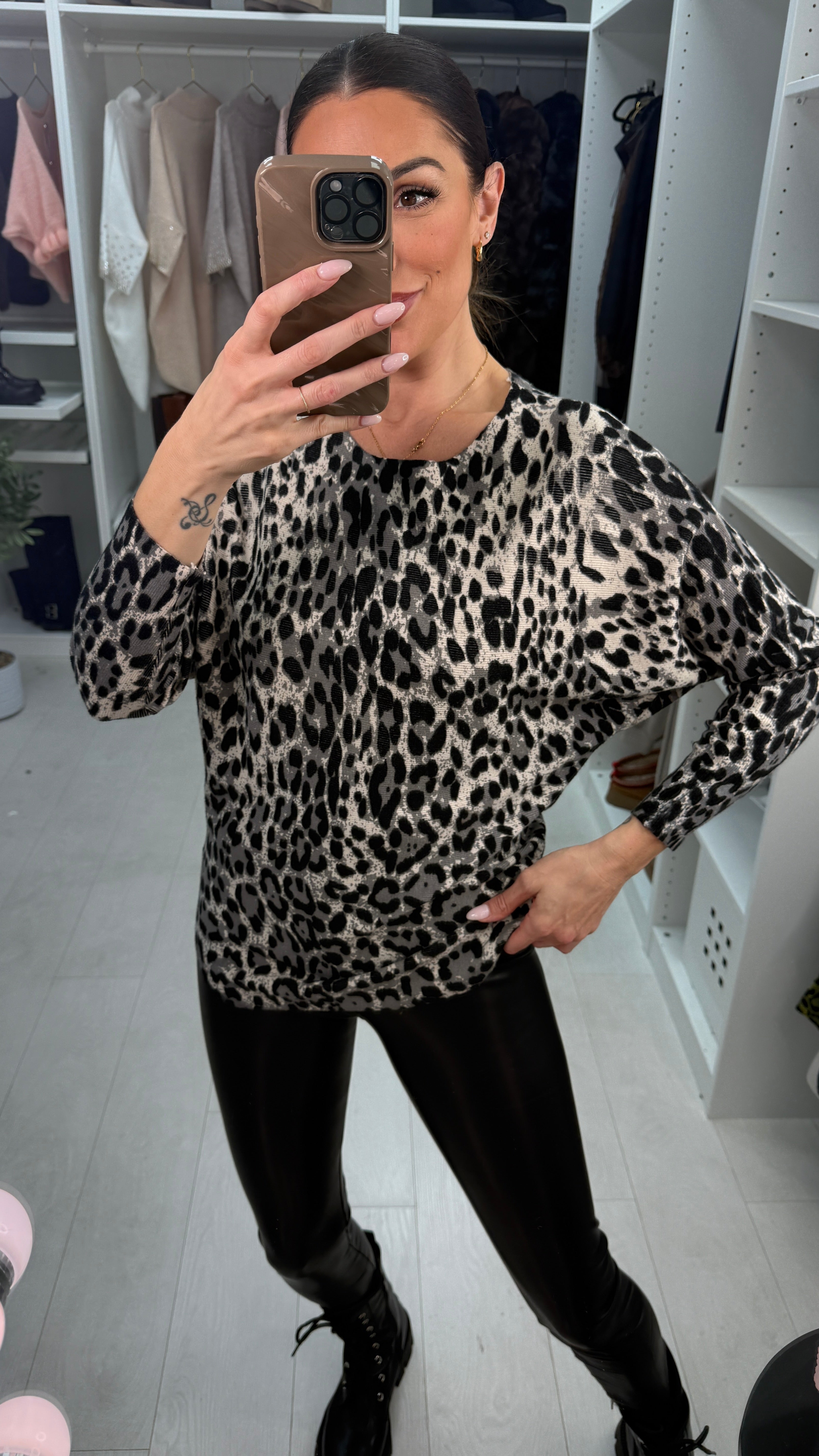 Izabel Leopard Print Knitted Jumper