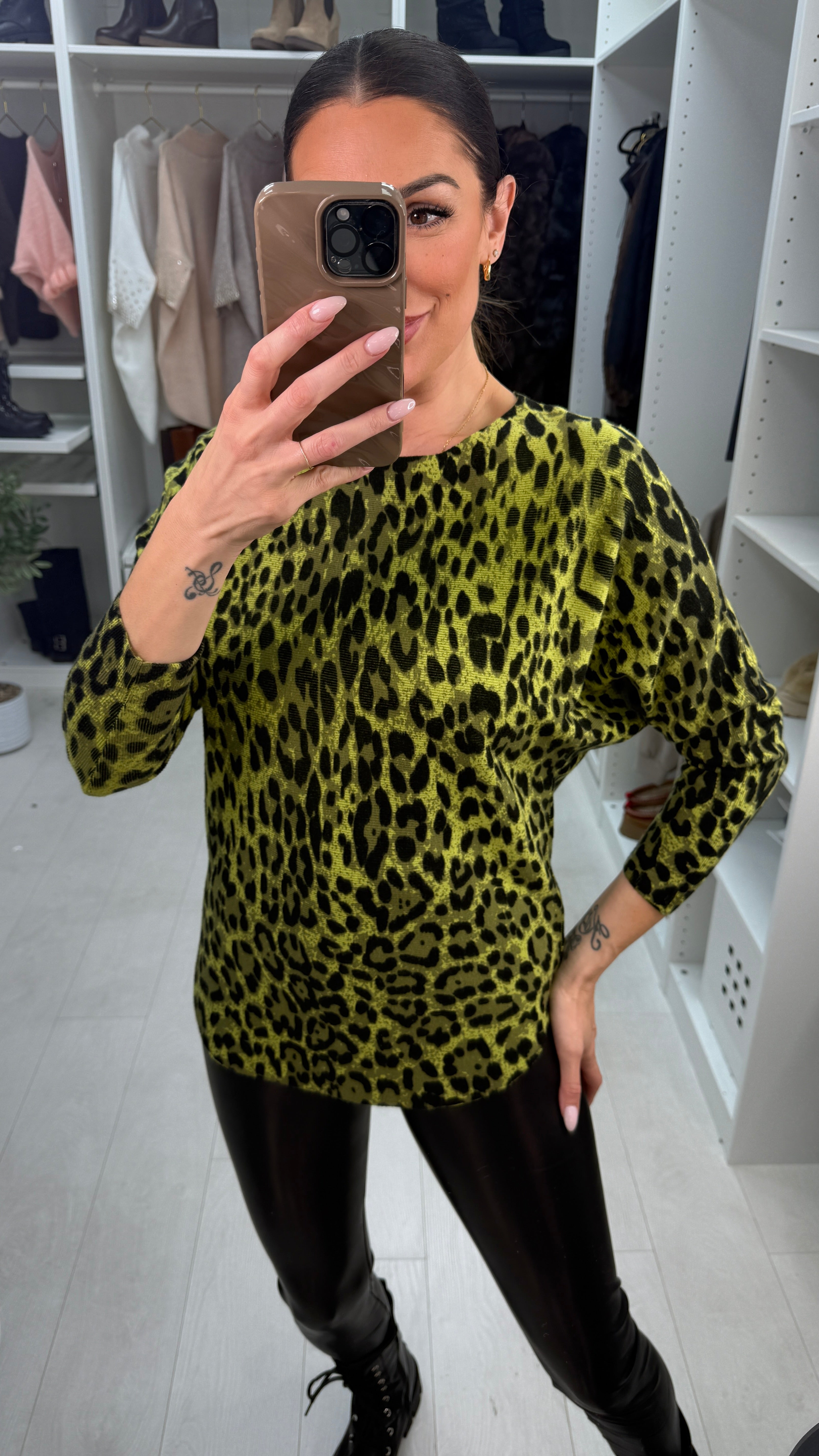 Izabel Leopard Print Knitted Jumper
