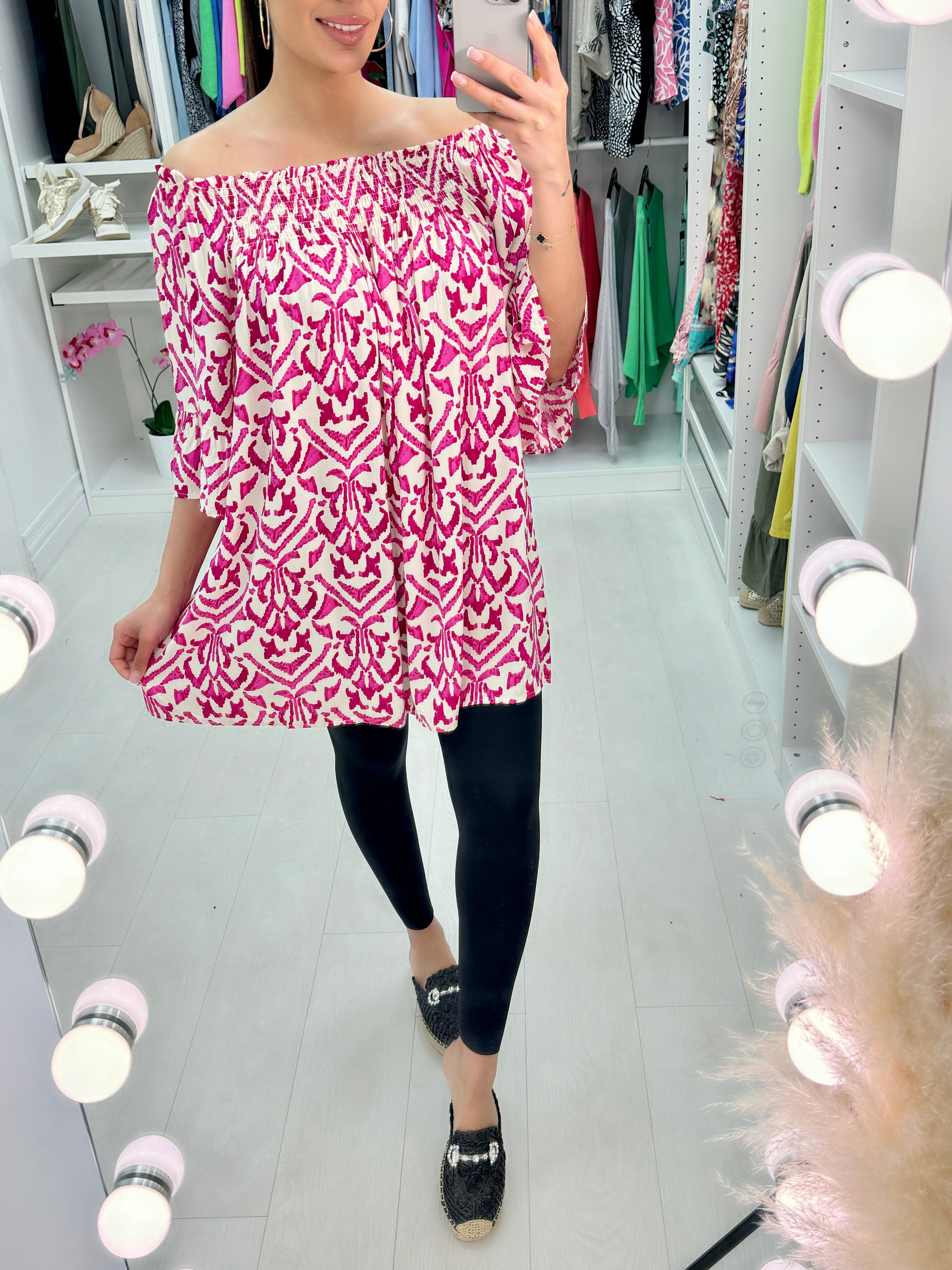 Casilla Baroque Print Bardot Top