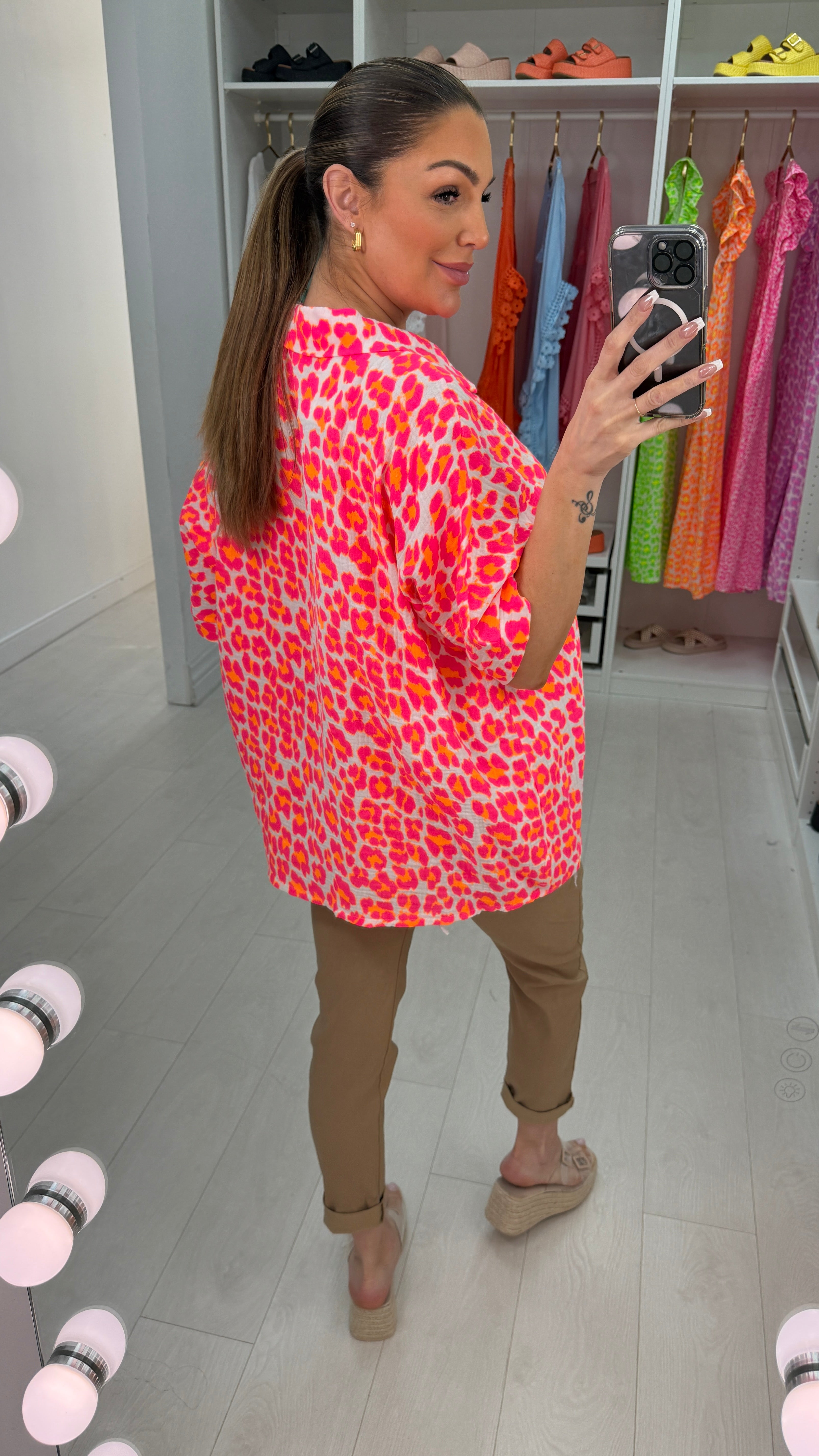 Greta Leopard Print Neon Shirt