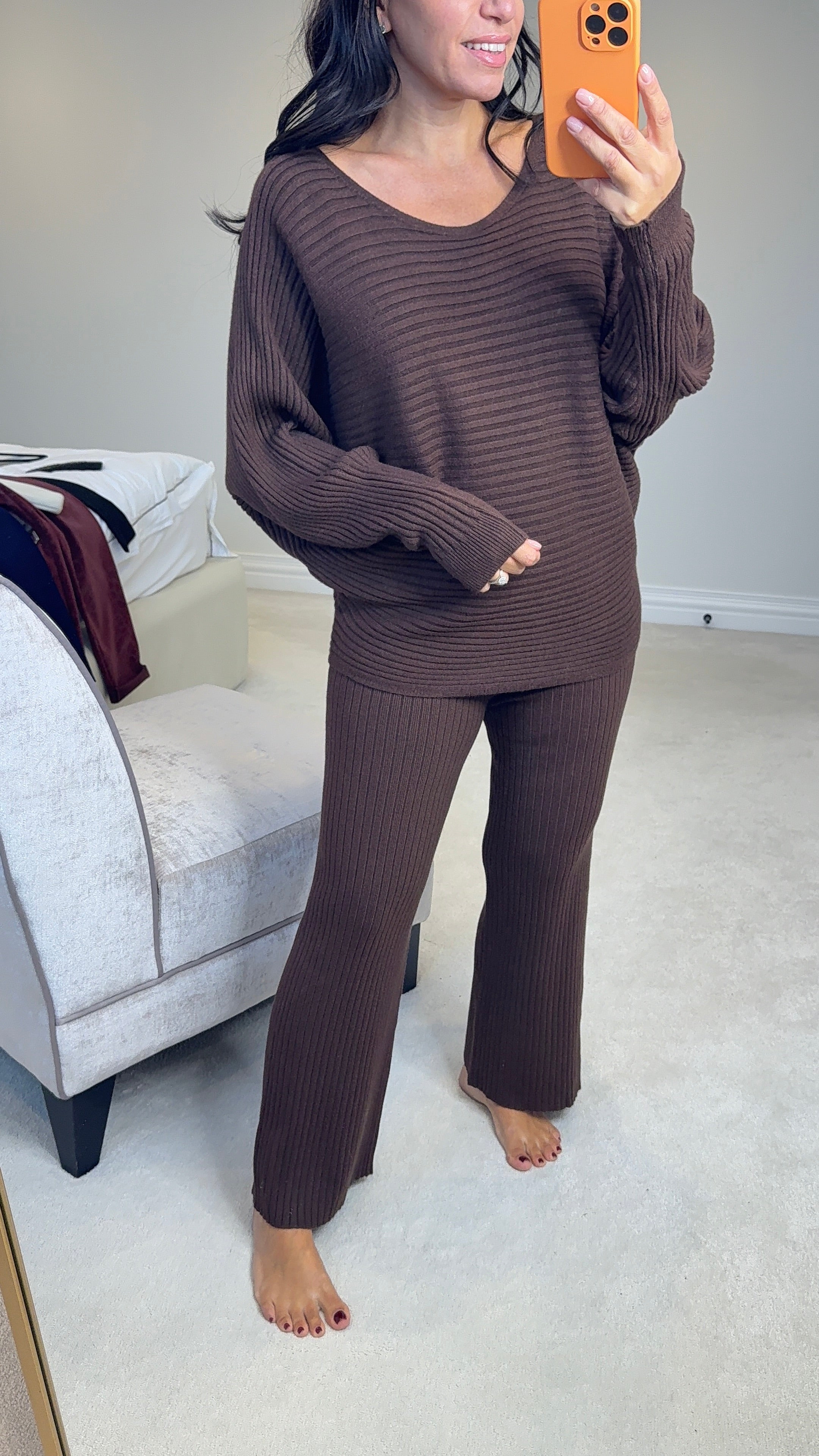 Keleigh Plain Ribbed Loungewear Set