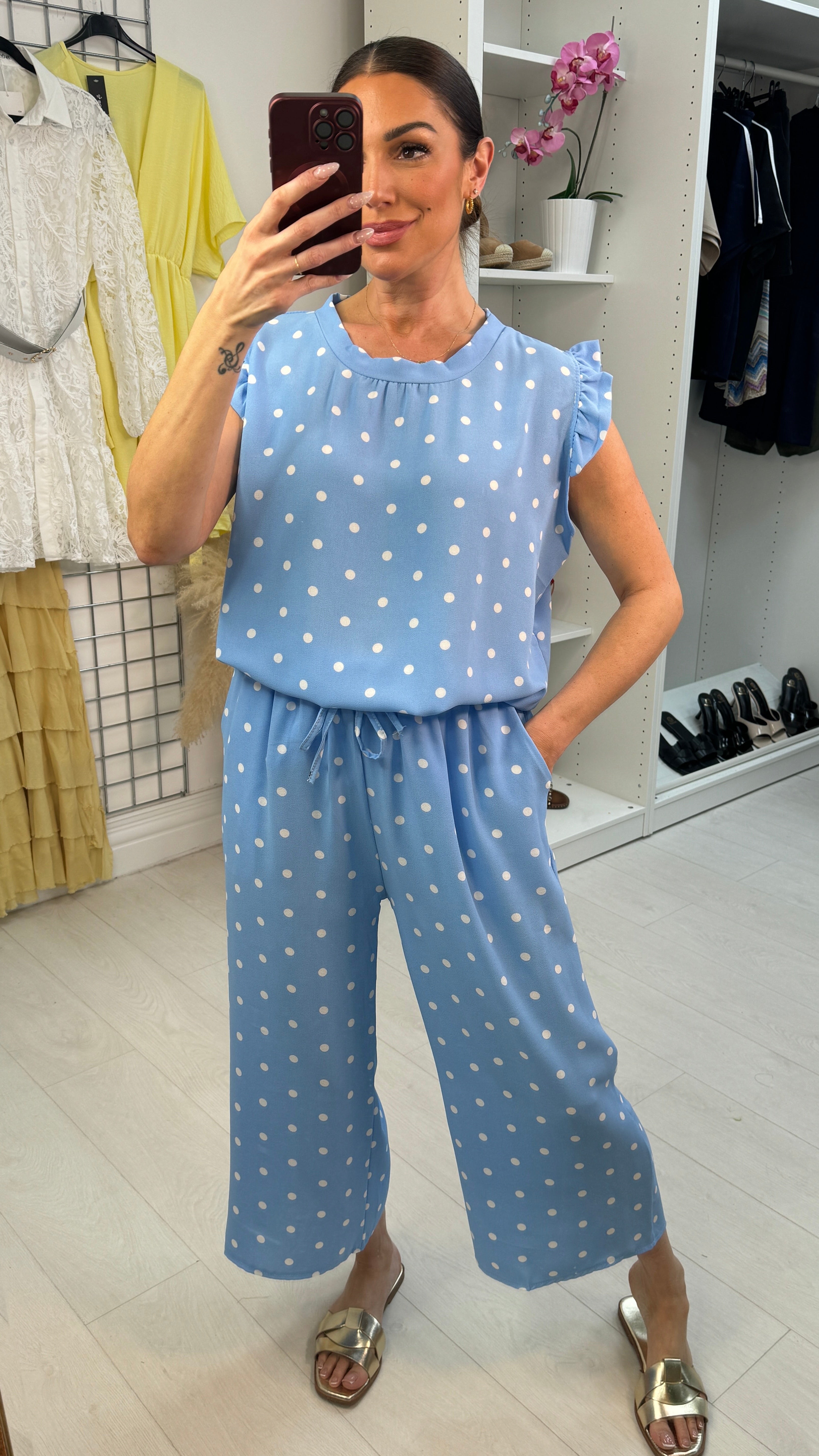 Taylor Polka Dot Frill Detail Culotte Co-Ord Set