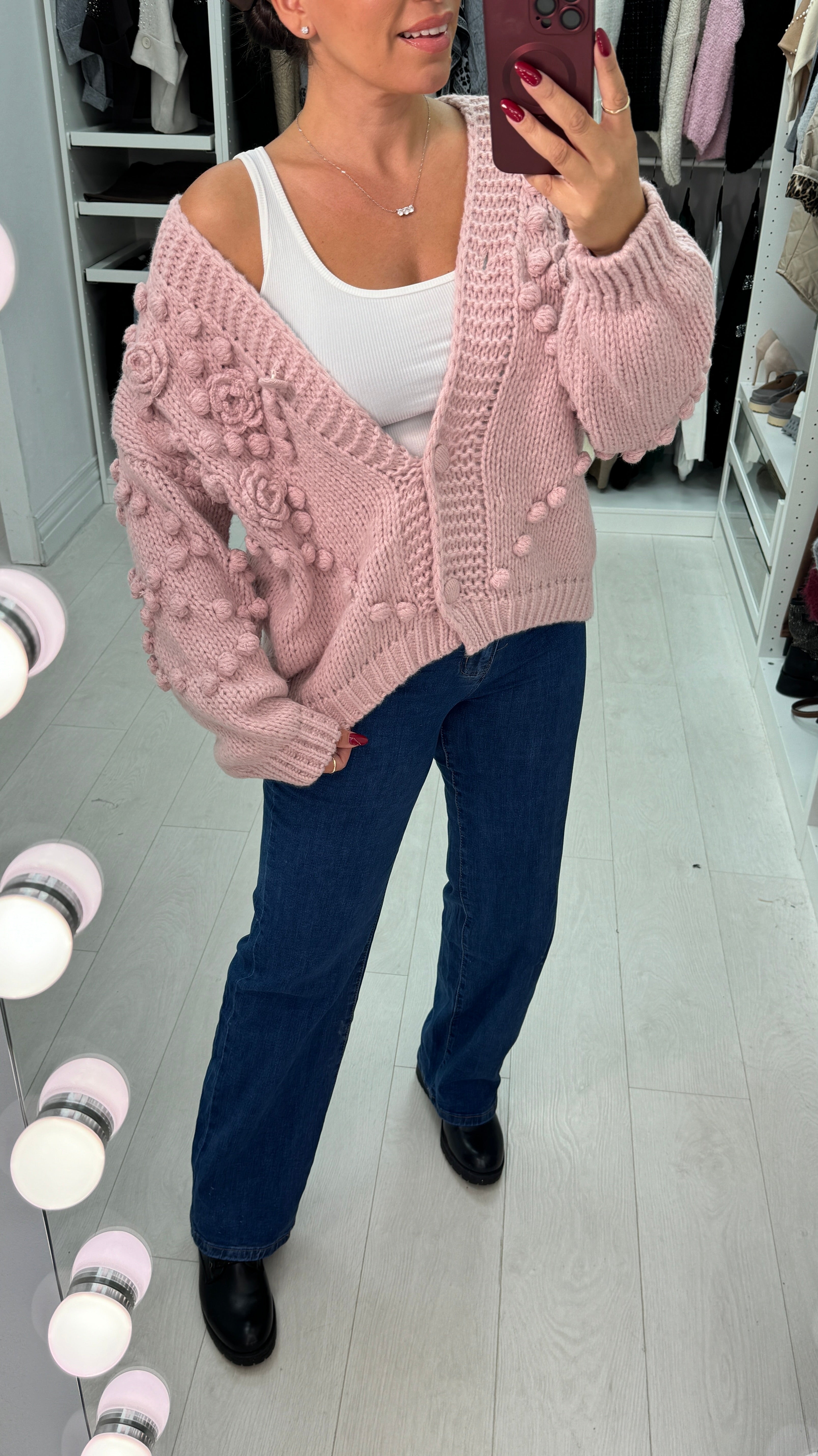 Arella Chunky Floral Knit Cardigan