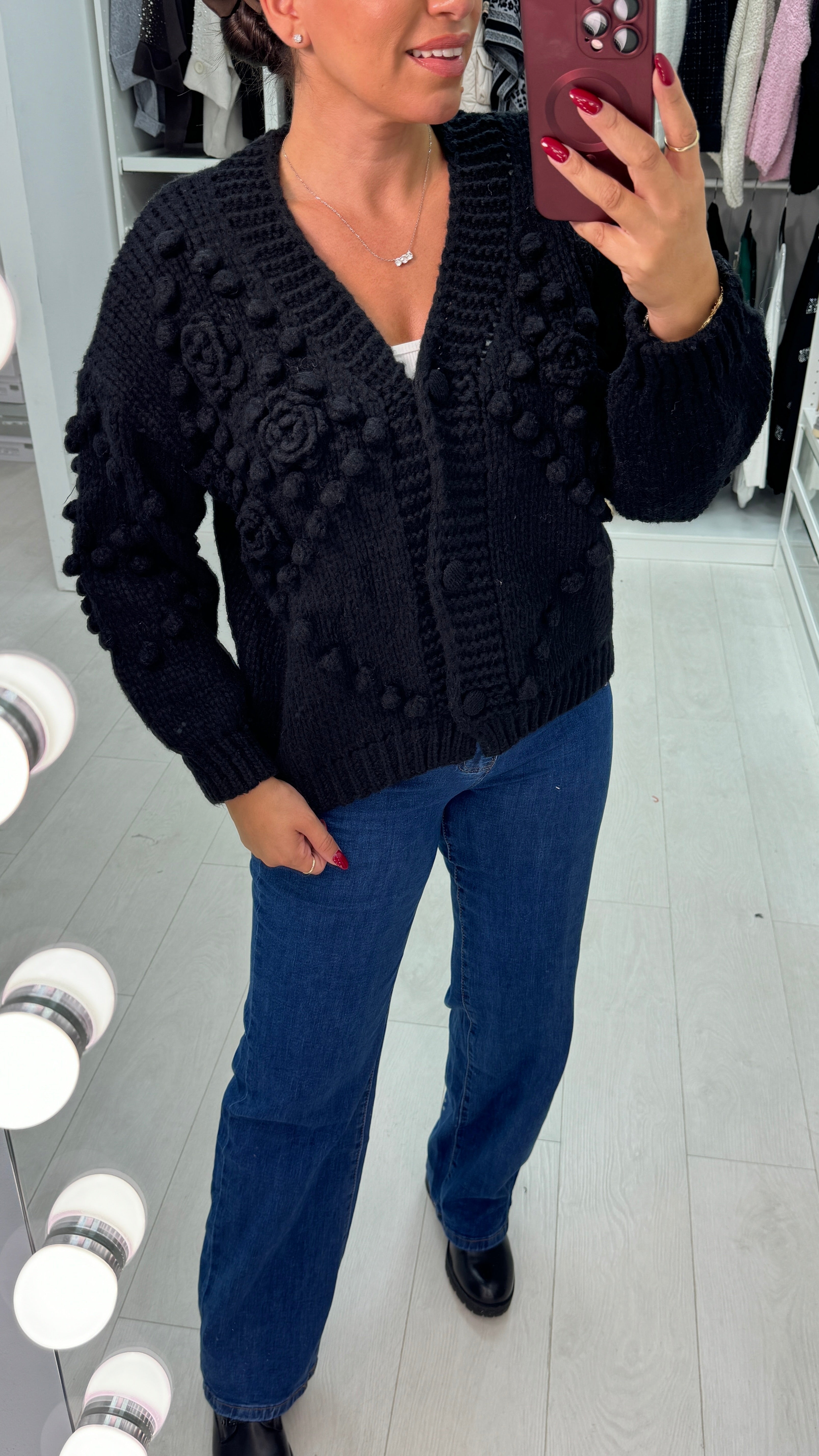 Arella Chunky Floral Knit Cardigan