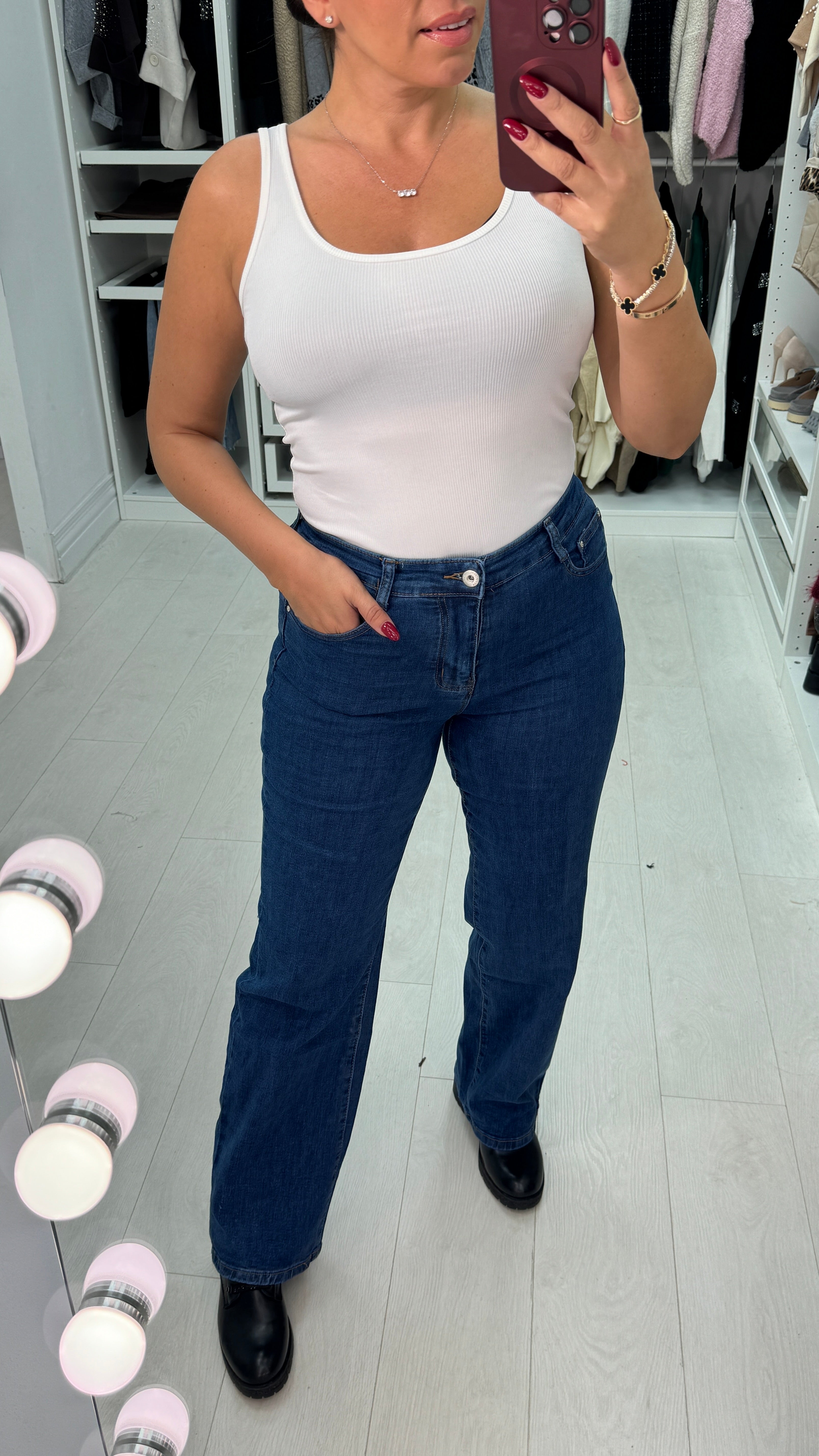 Costello Denim Blue Wide Leg Shaping Jeans