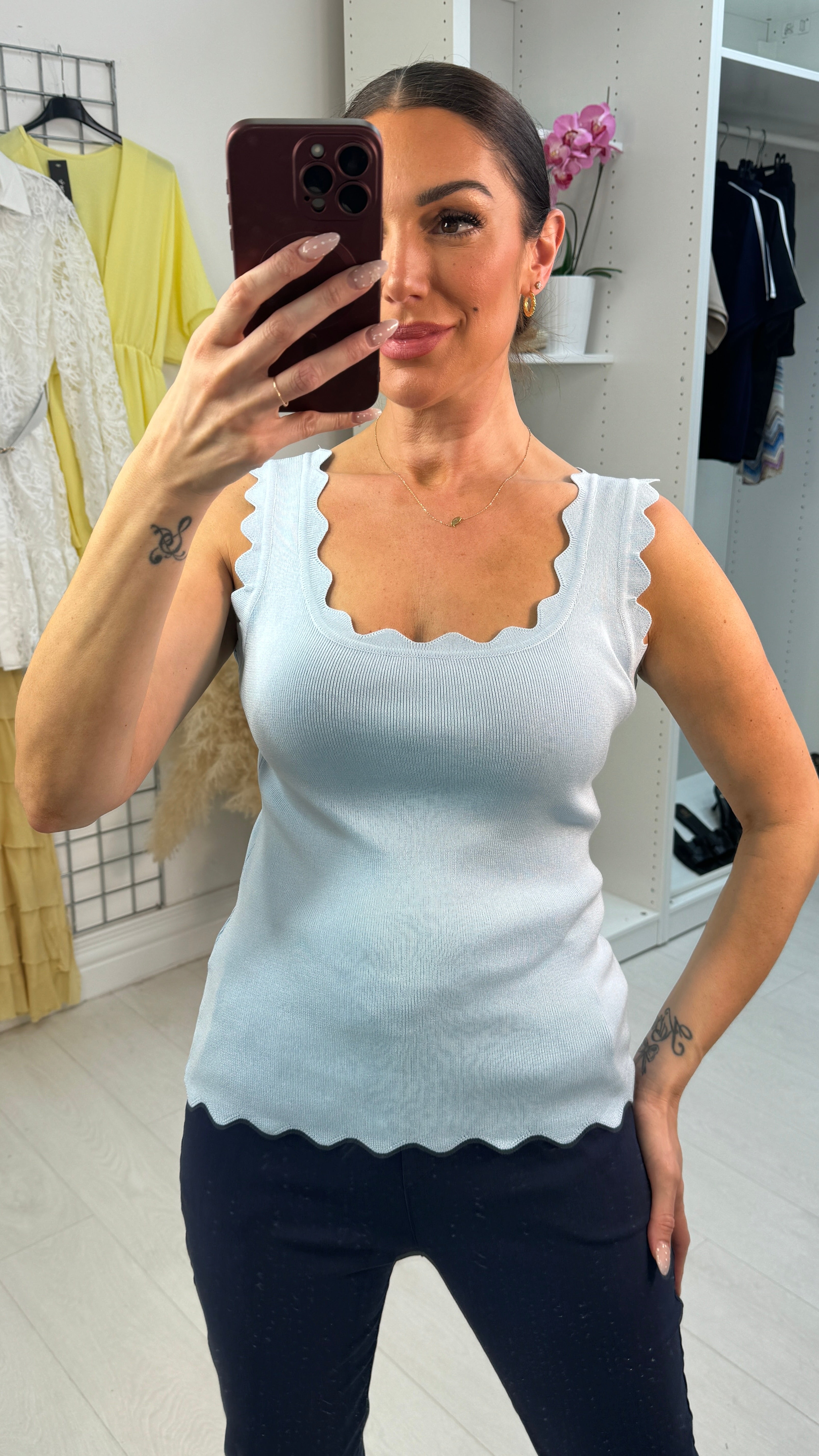 Mila Plain Ribbed Knit Vest Top