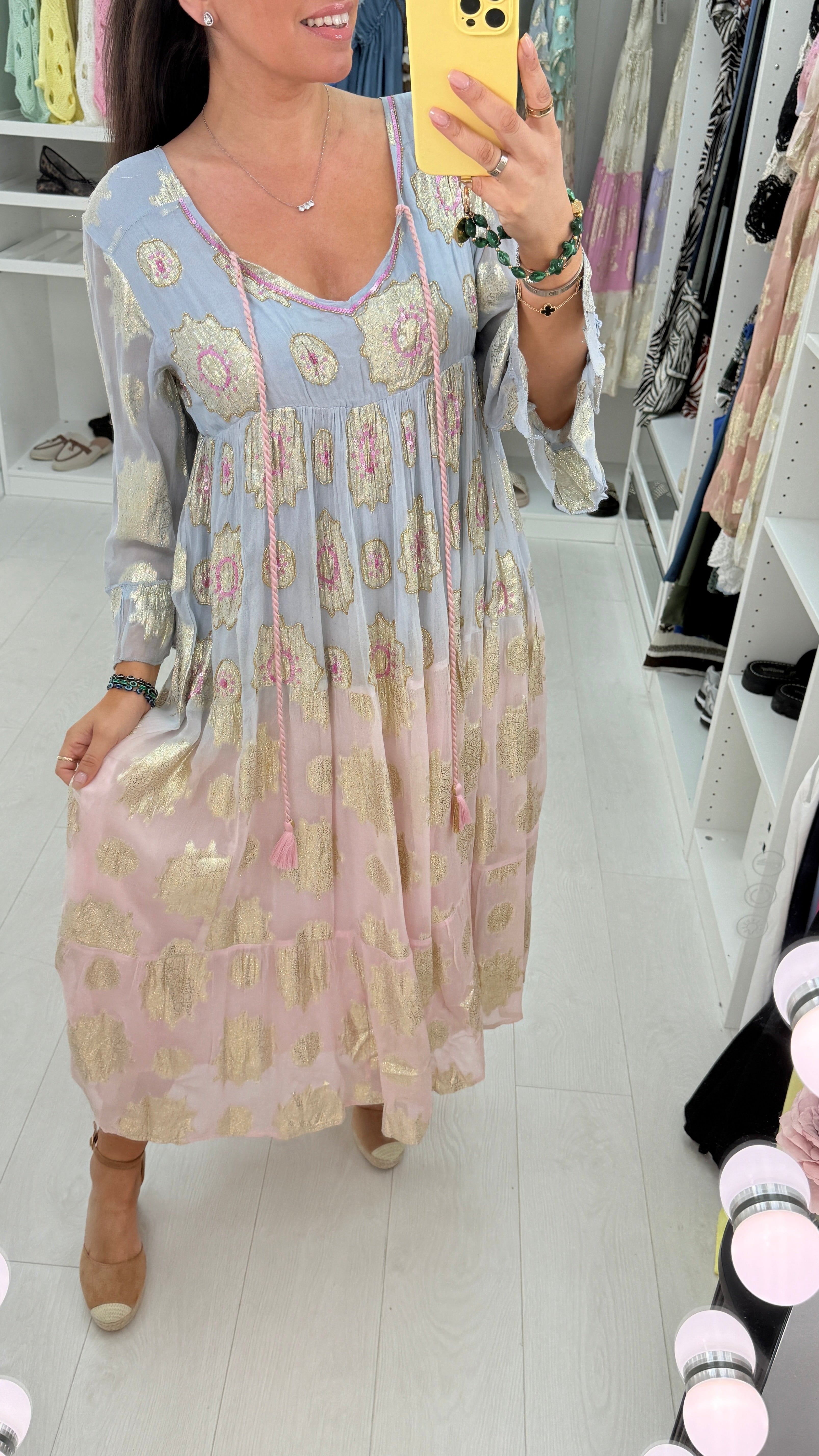 Bree Gold Detail Embellished Smock Dress