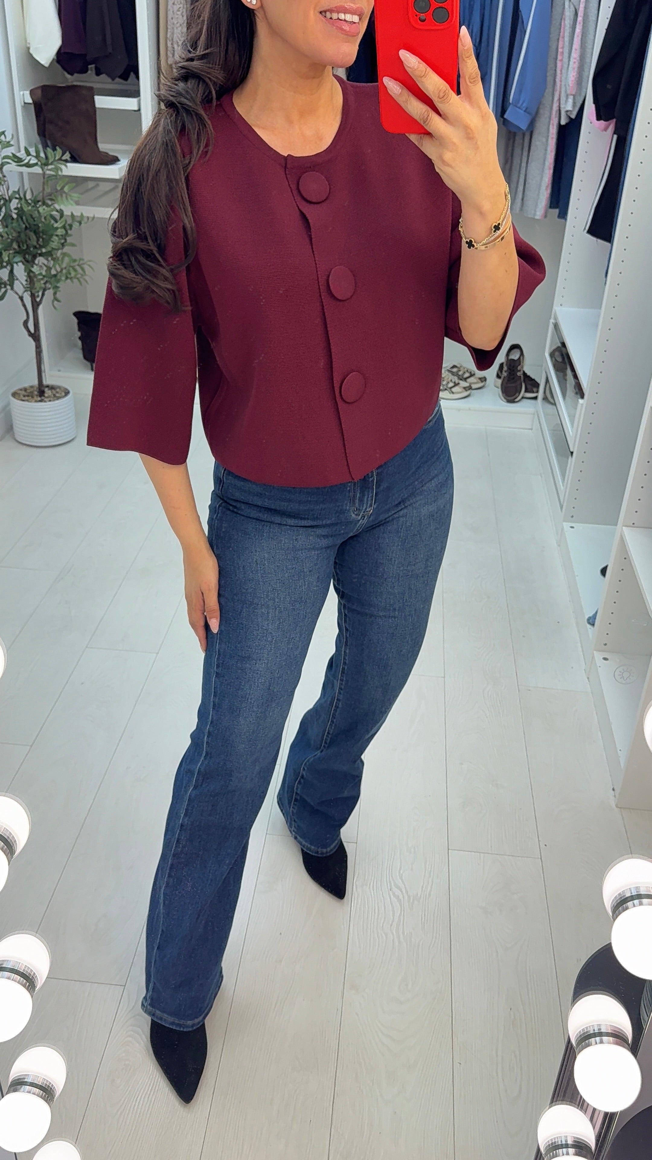 Florie Button Front Knit Top