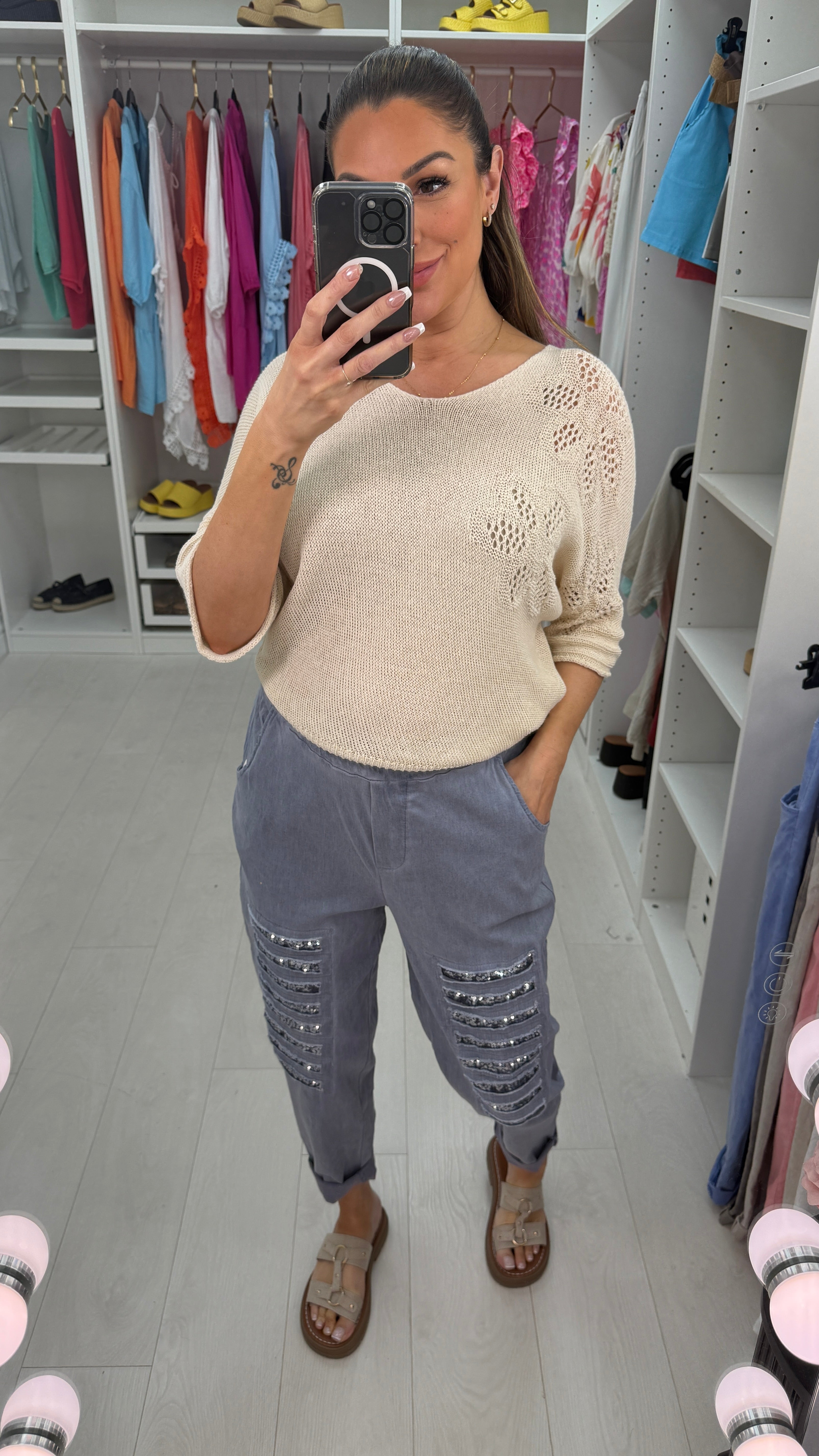 Zuma Ripped Sequin Detail Joggers