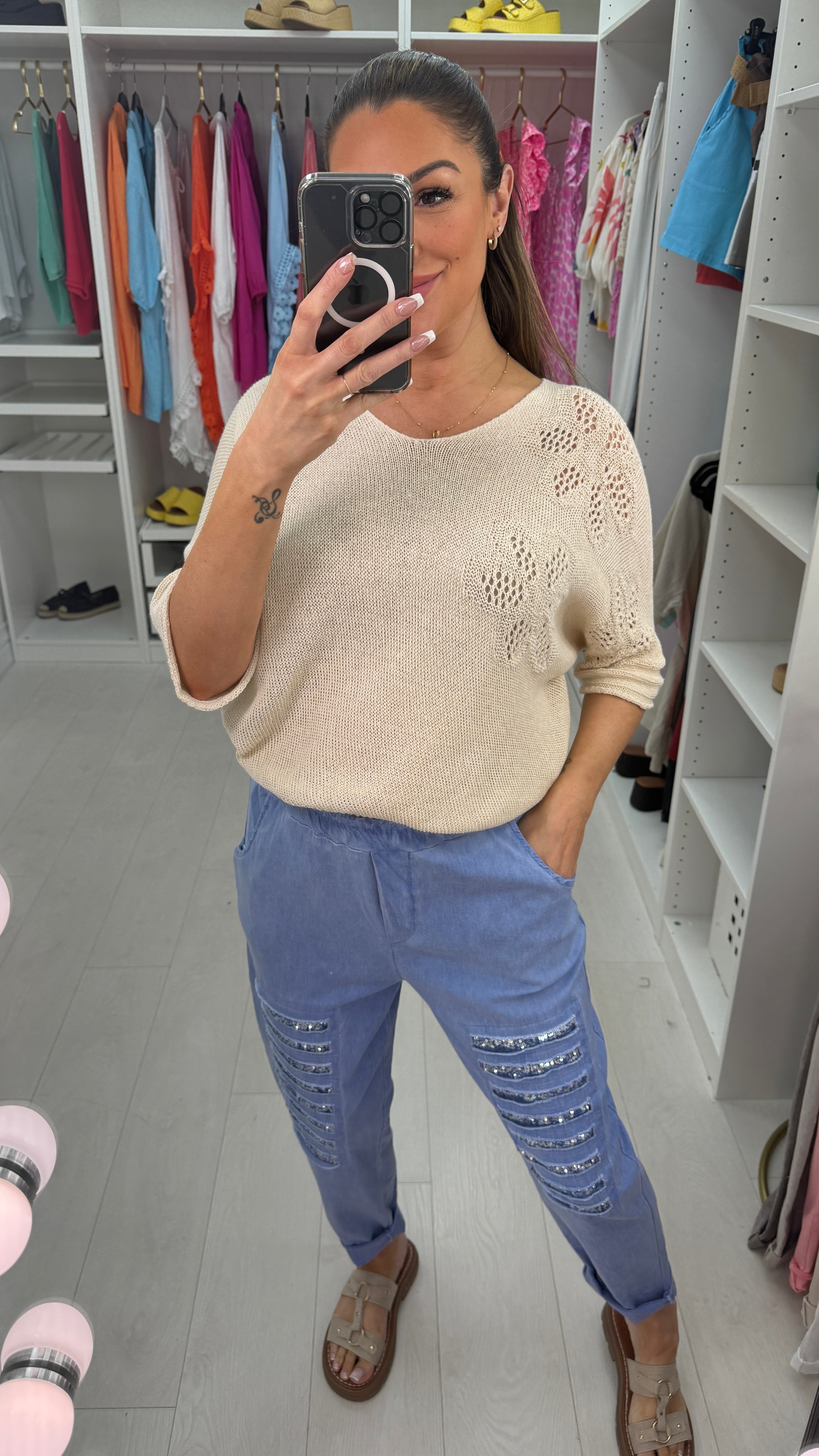 Zuma Ripped Sequin Detail Joggers