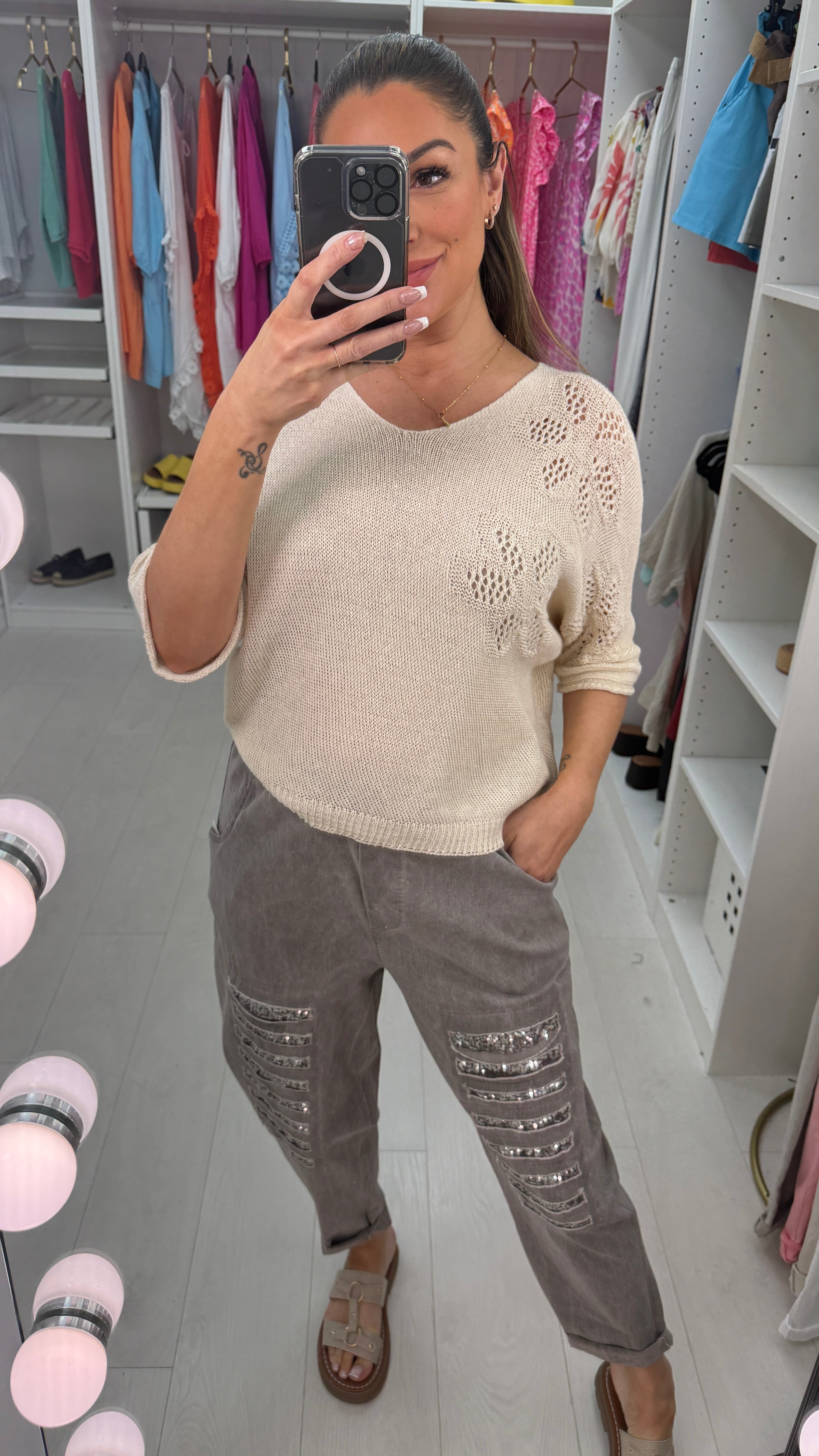 Zuma Ripped Sequin Detail Joggers