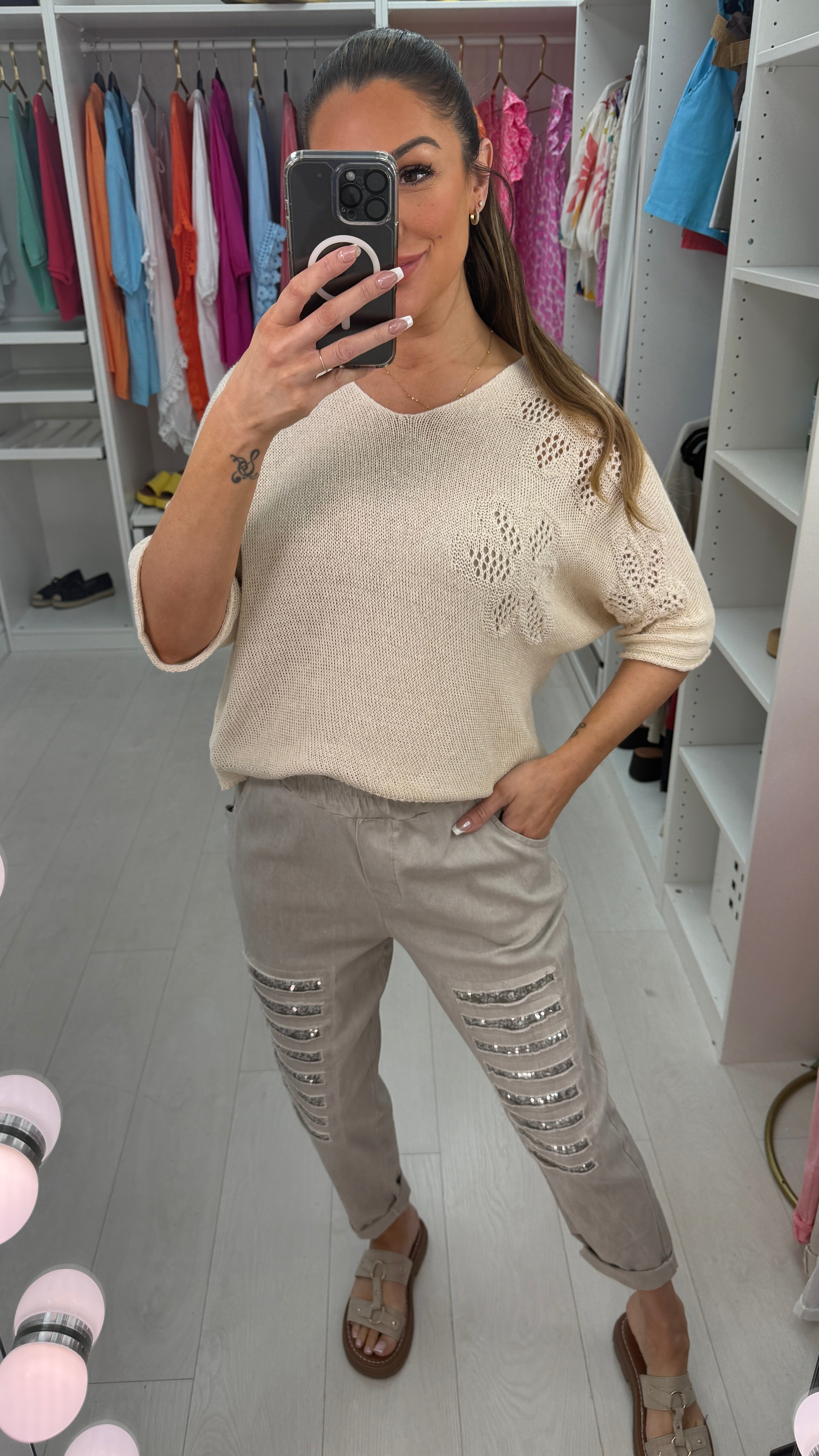 Zuma Ripped Sequin Detail Joggers