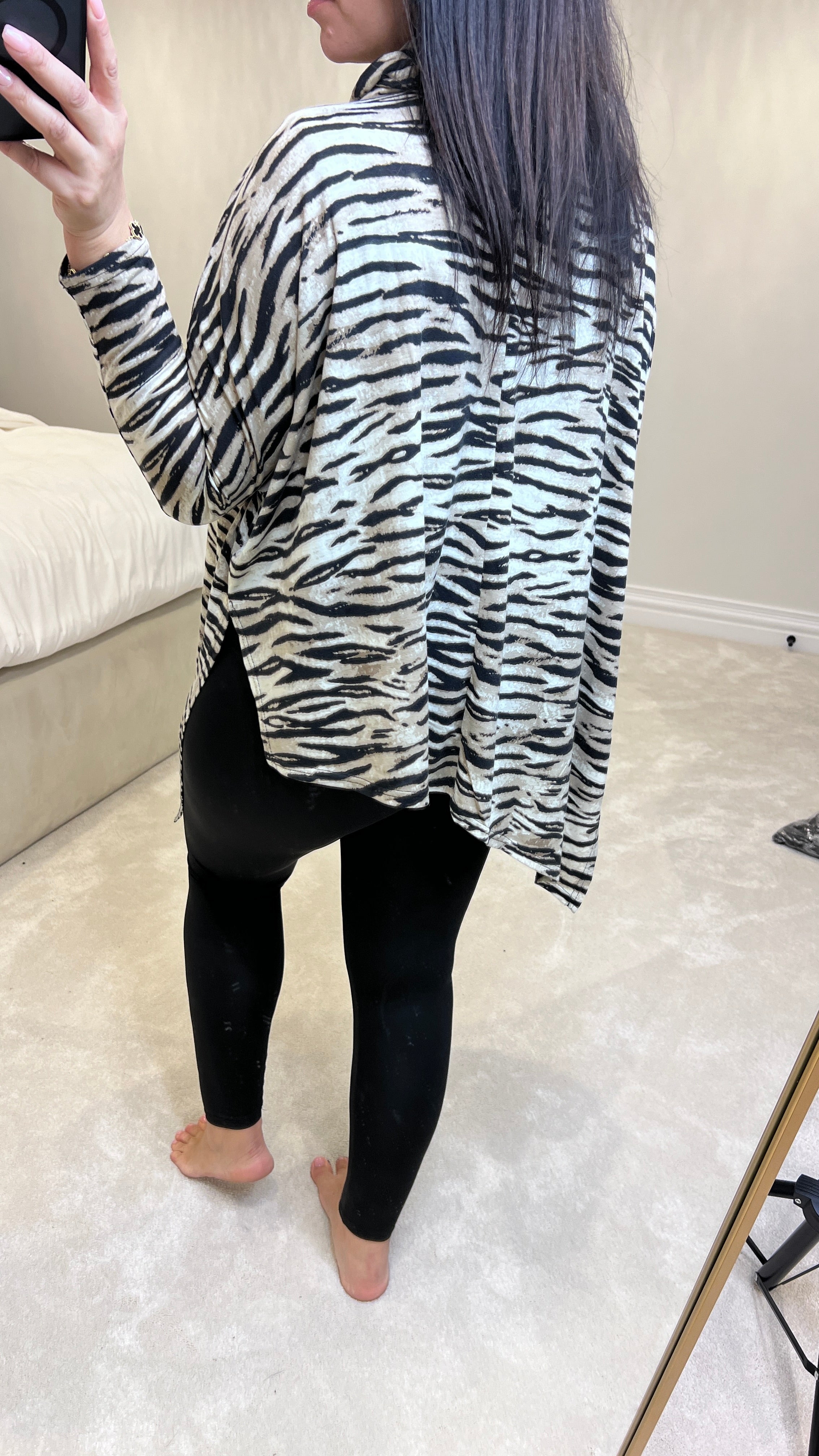 Aria Tiger Print Cowl Neck Top