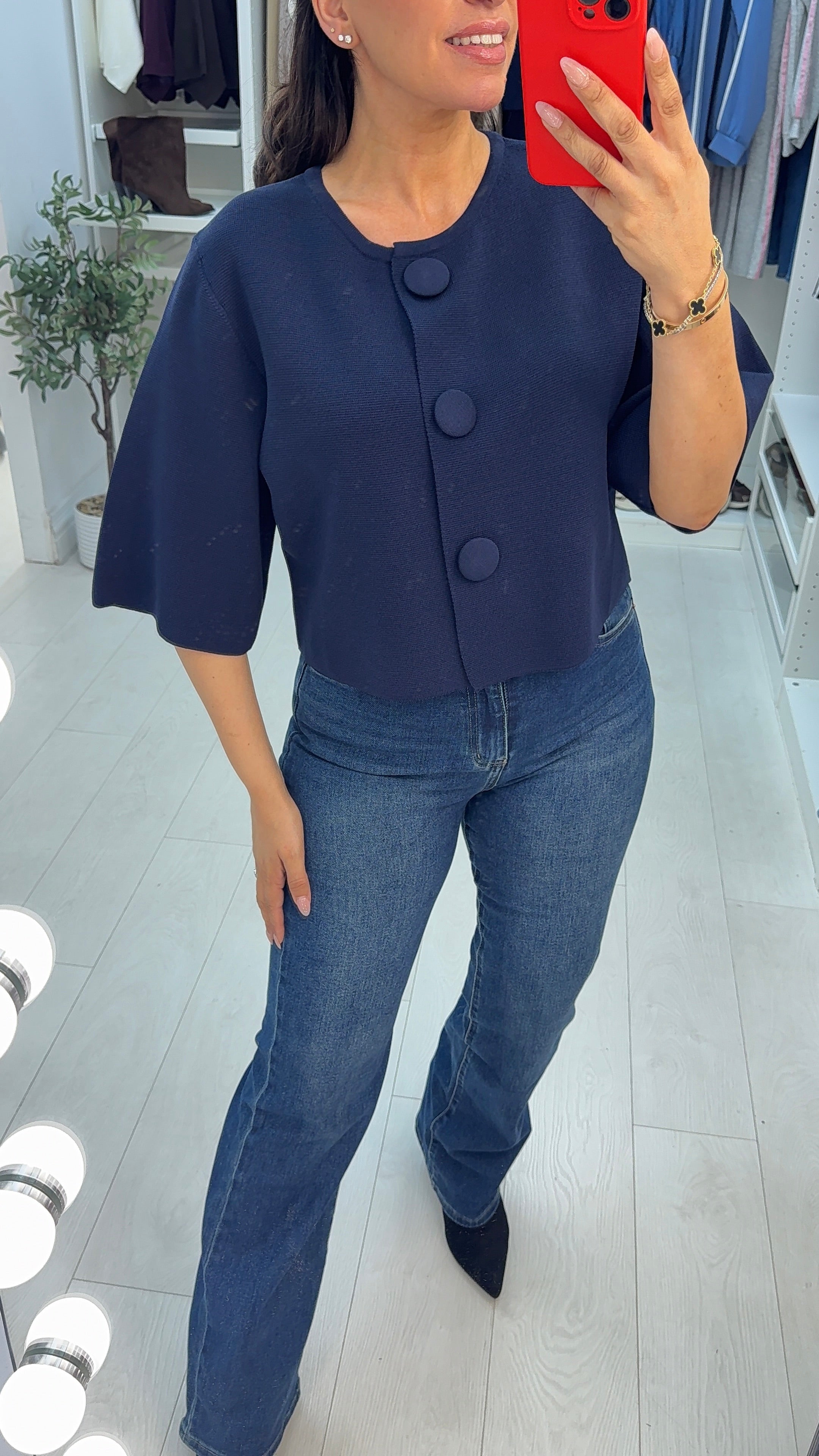 Florie Button Front Knit Top