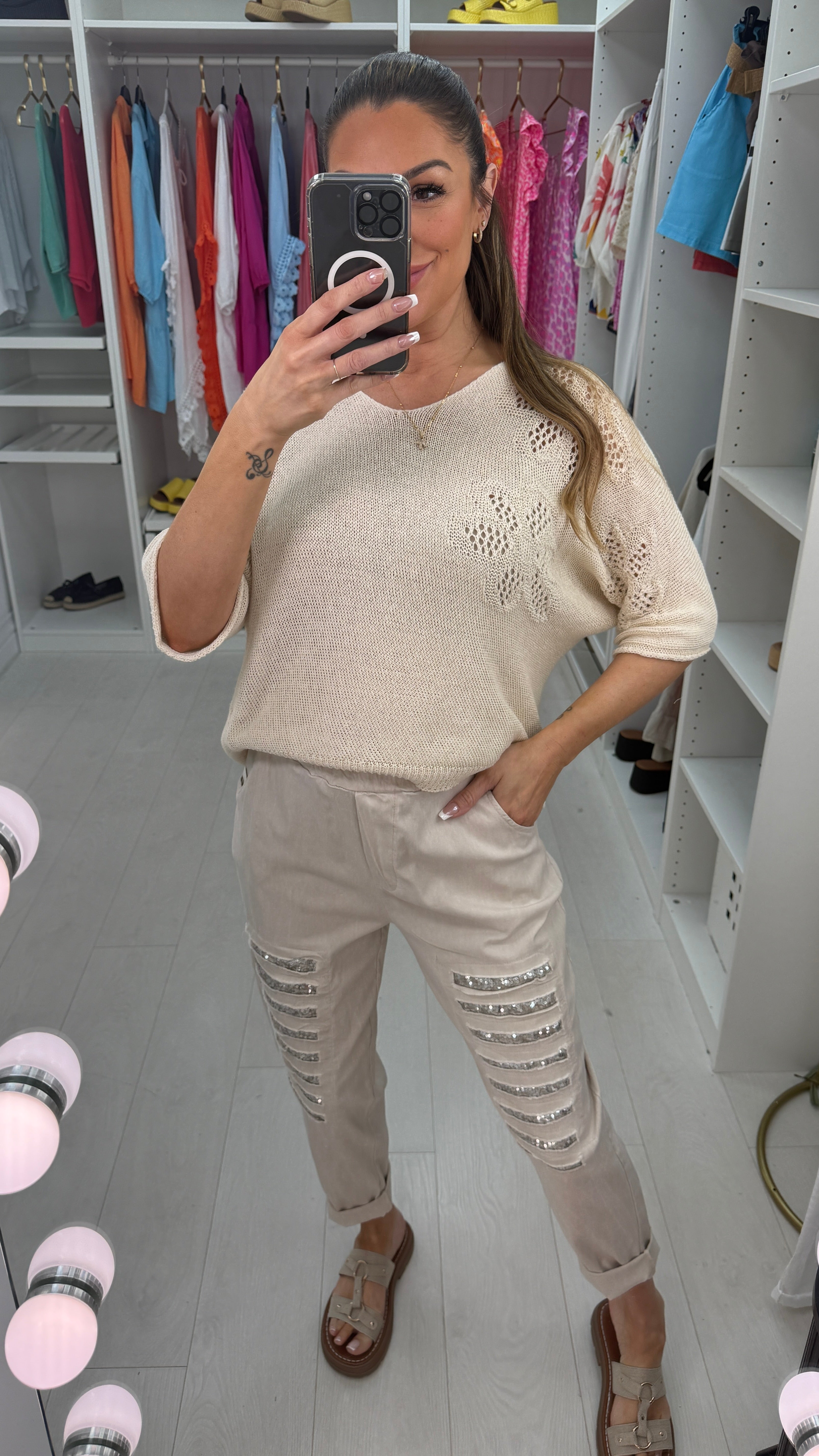 Zuma Ripped Sequin Detail Joggers