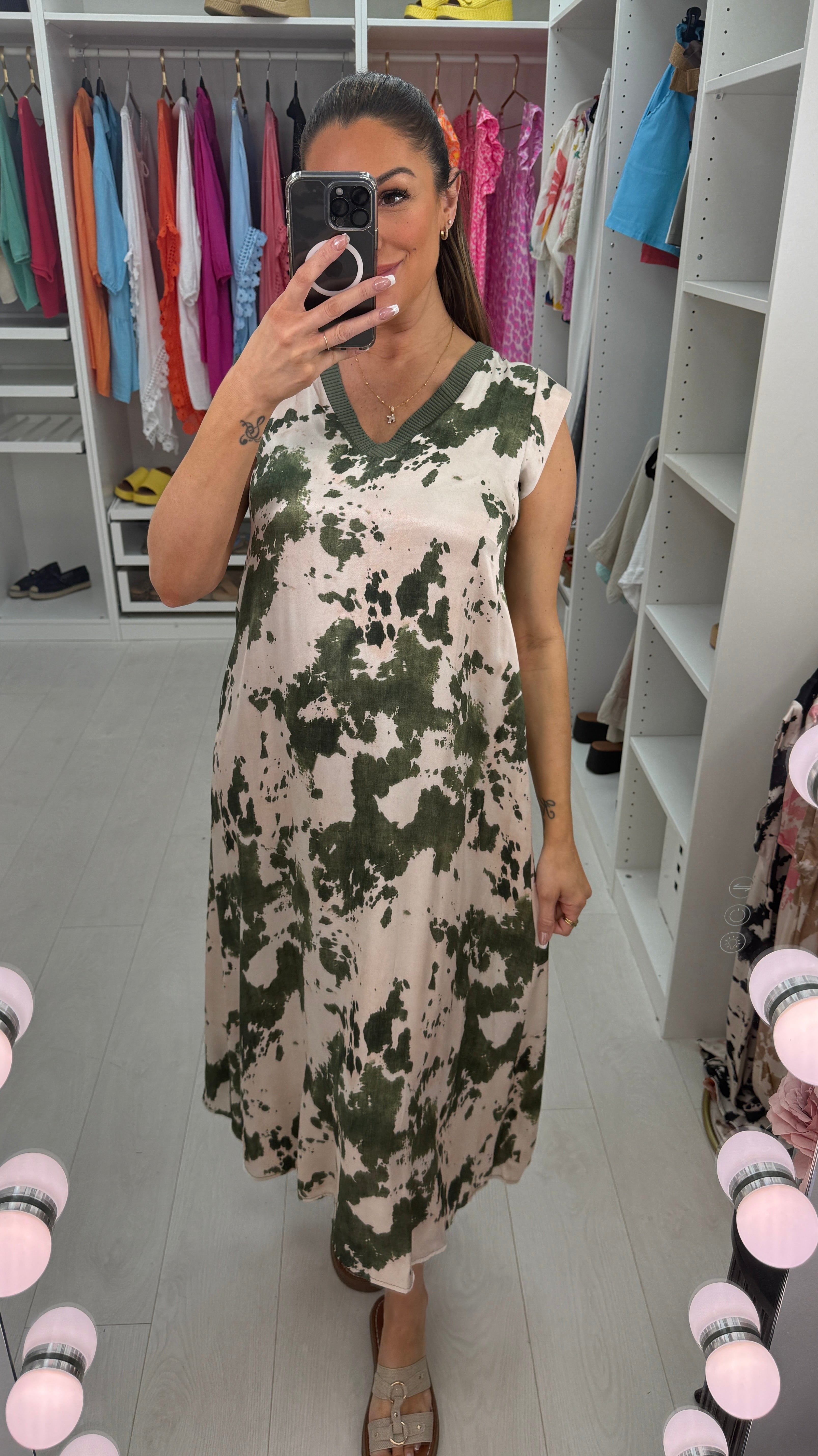 Leyan Ink Print Silky Dress