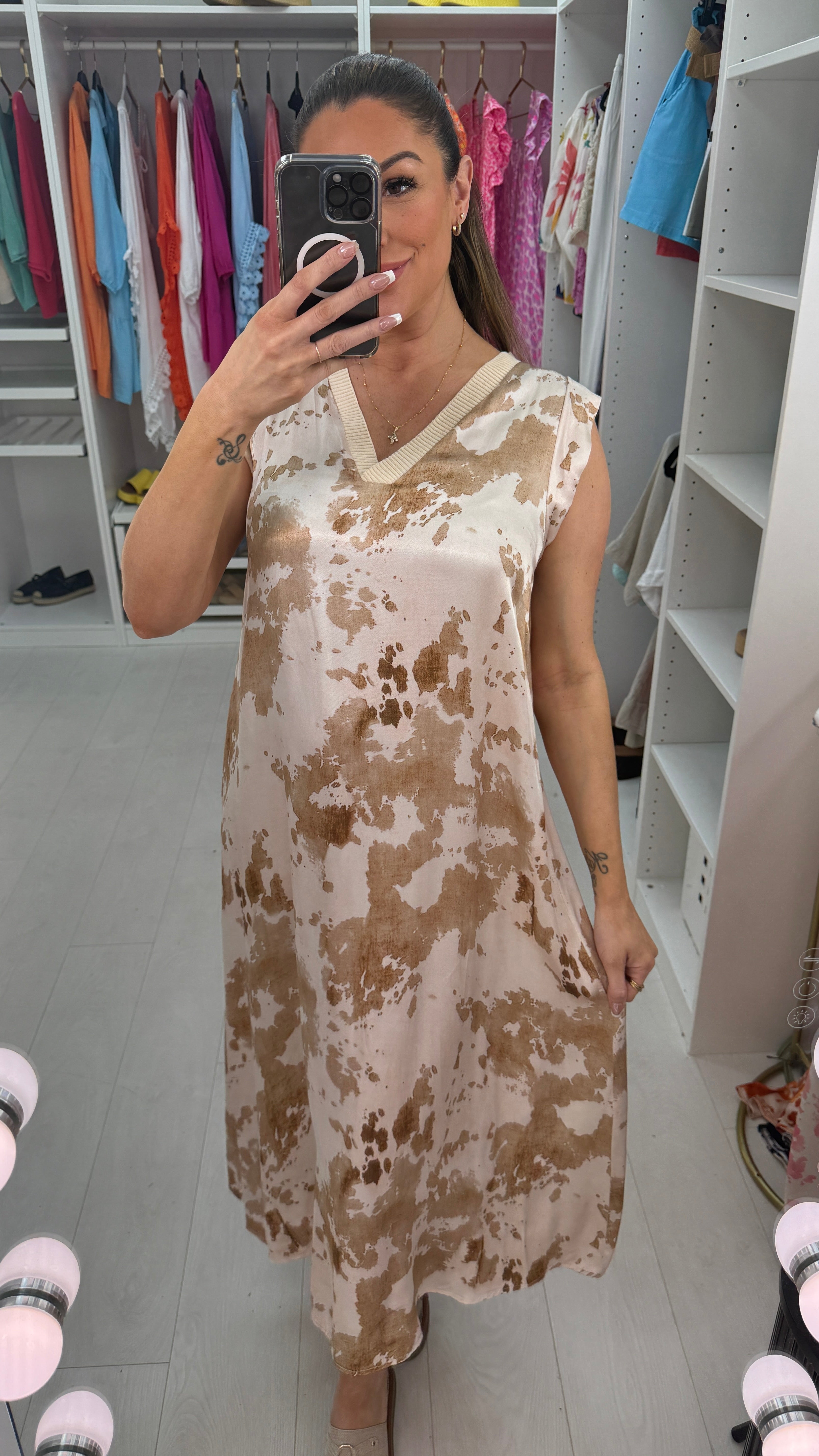 Leyan Ink Print Silky Dress