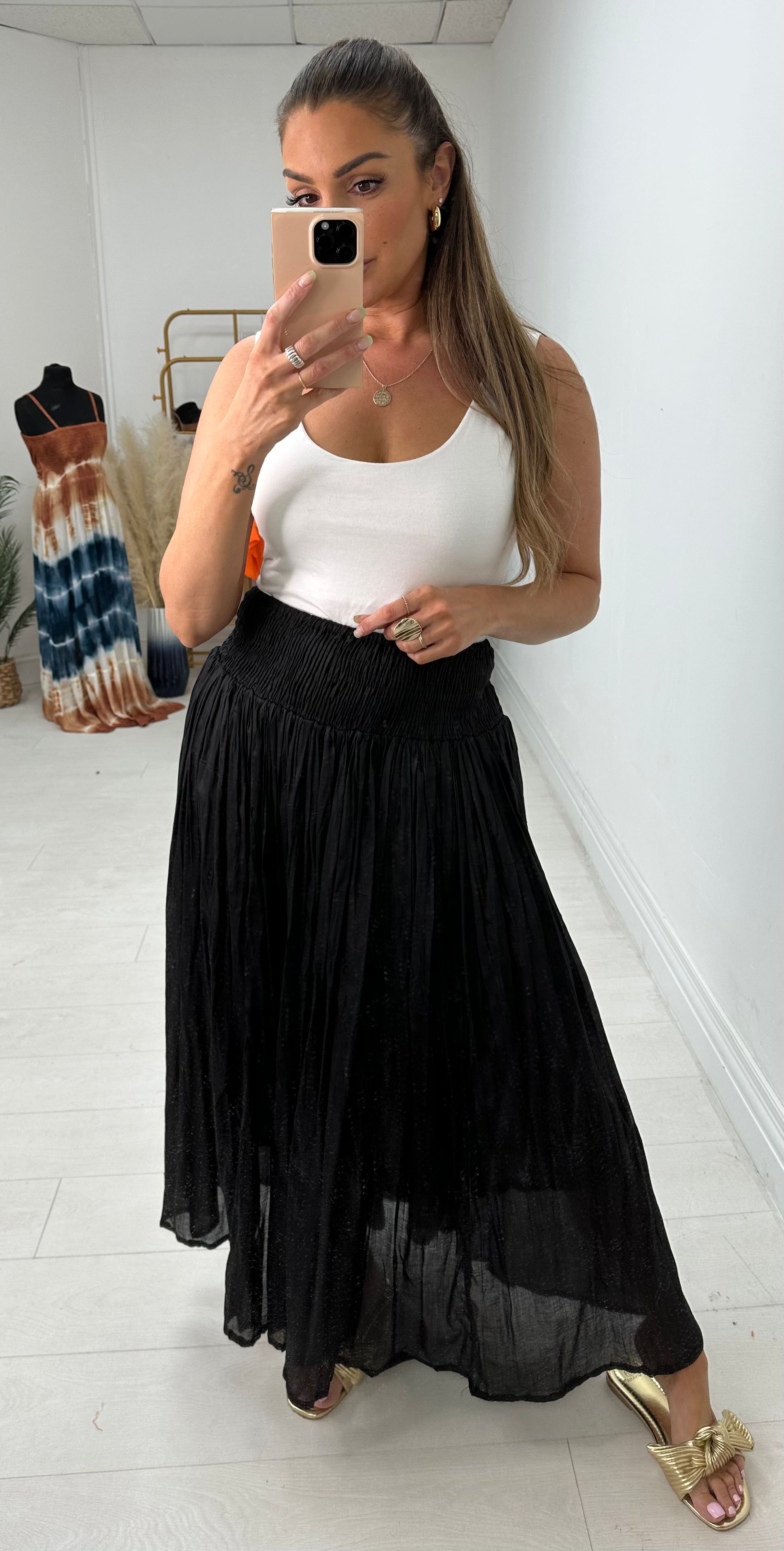Stefanie Plain Elasticated High Waist Maxi Skirt
