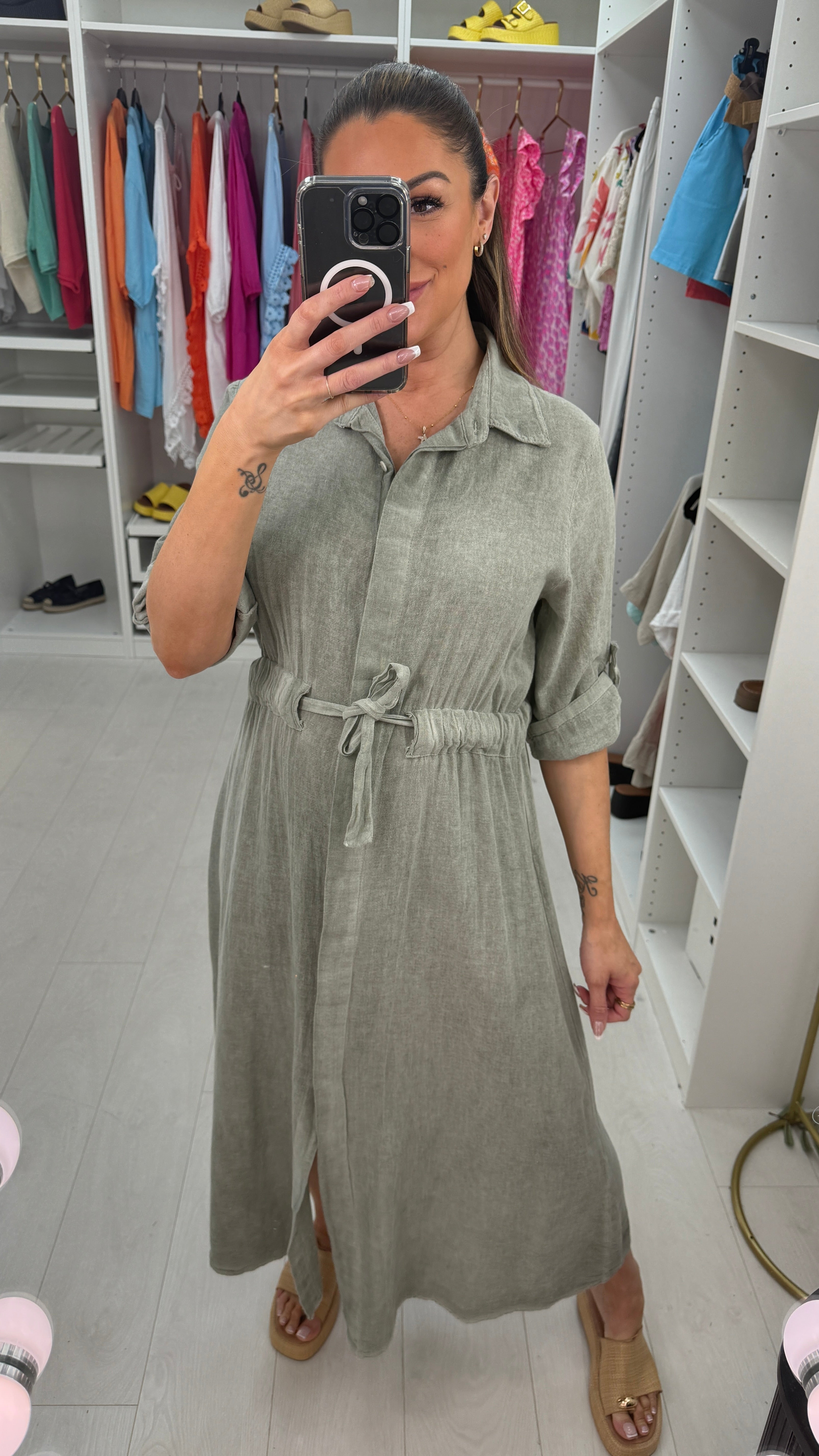 Morven Button Front Maxi Shirt Dress