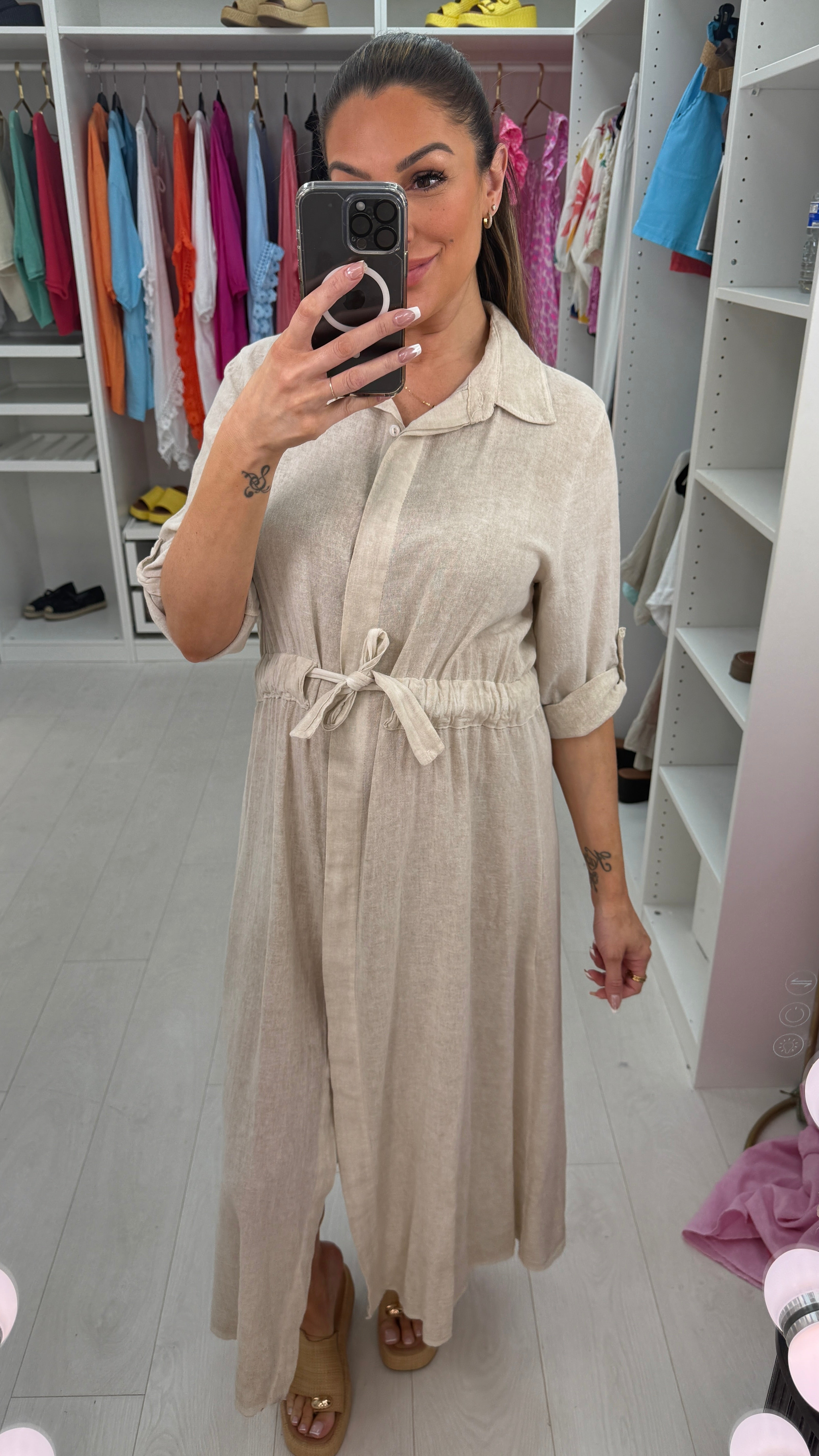 Morven Button Front Maxi Shirt Dress