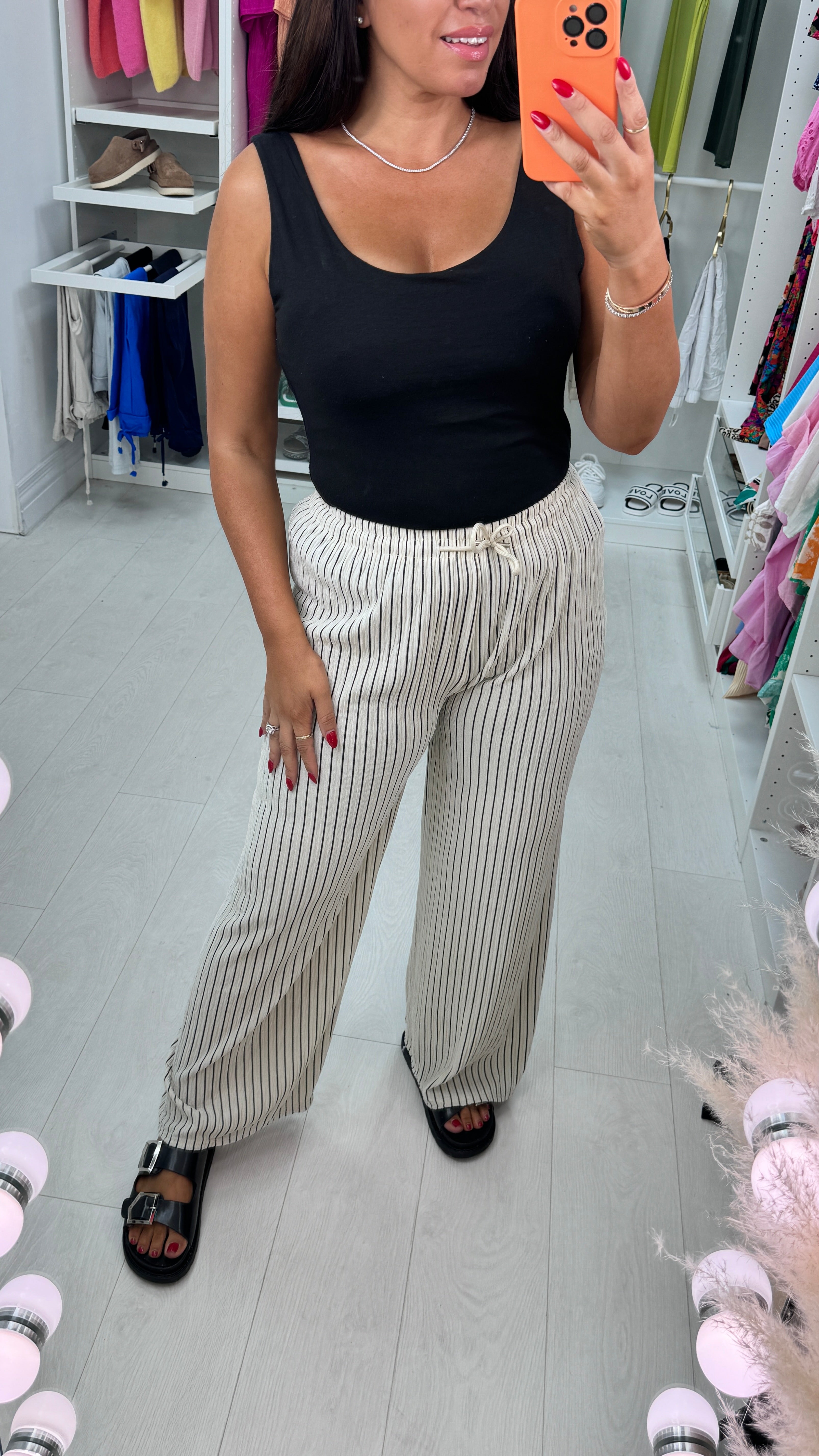 Shania Pleated Striped Trousers