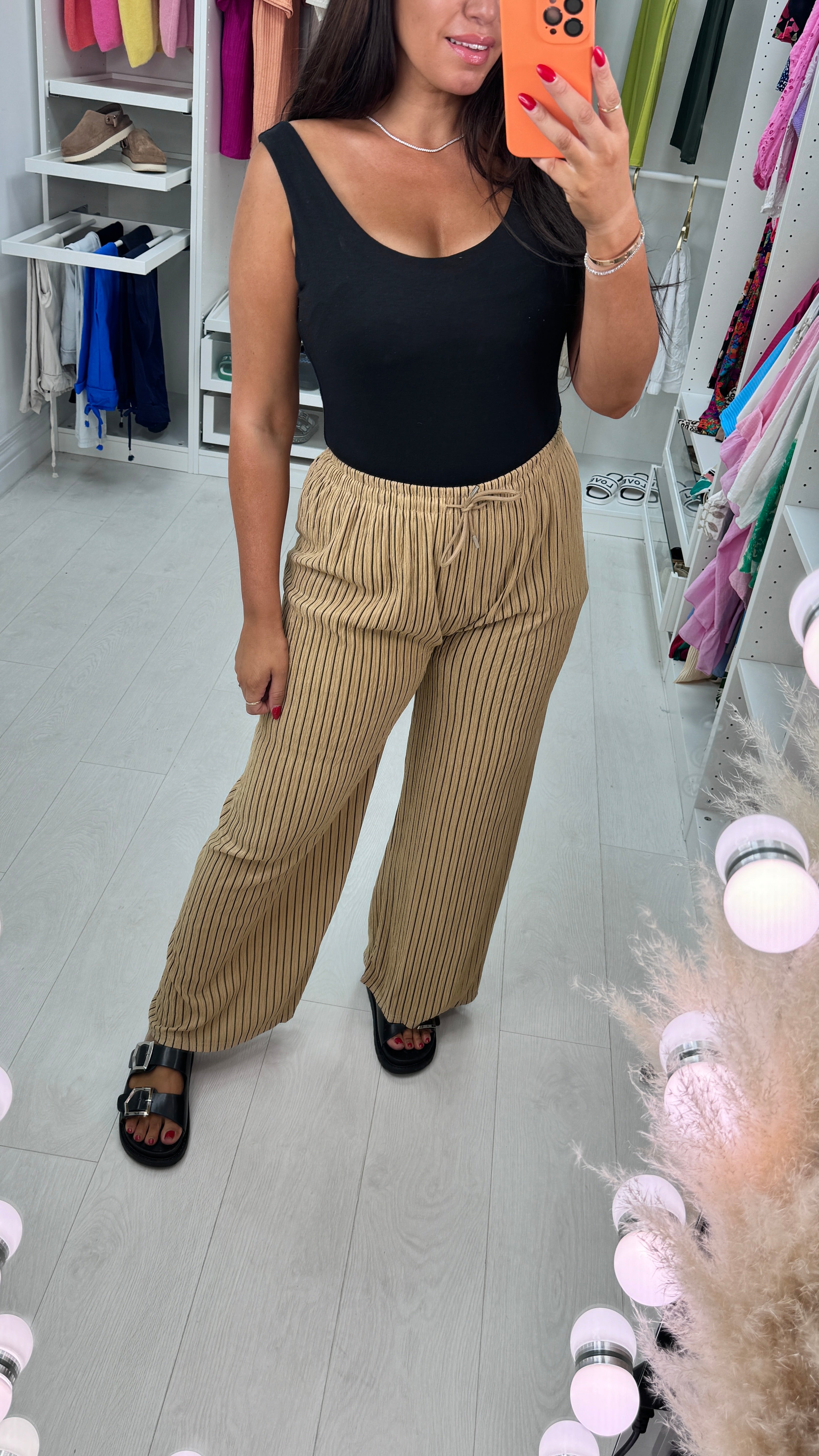 Shania Pleated Striped Trousers