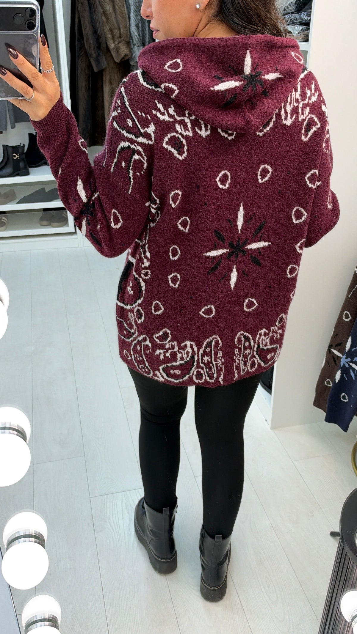 Oriavella Bandana Print Knit Hoodie