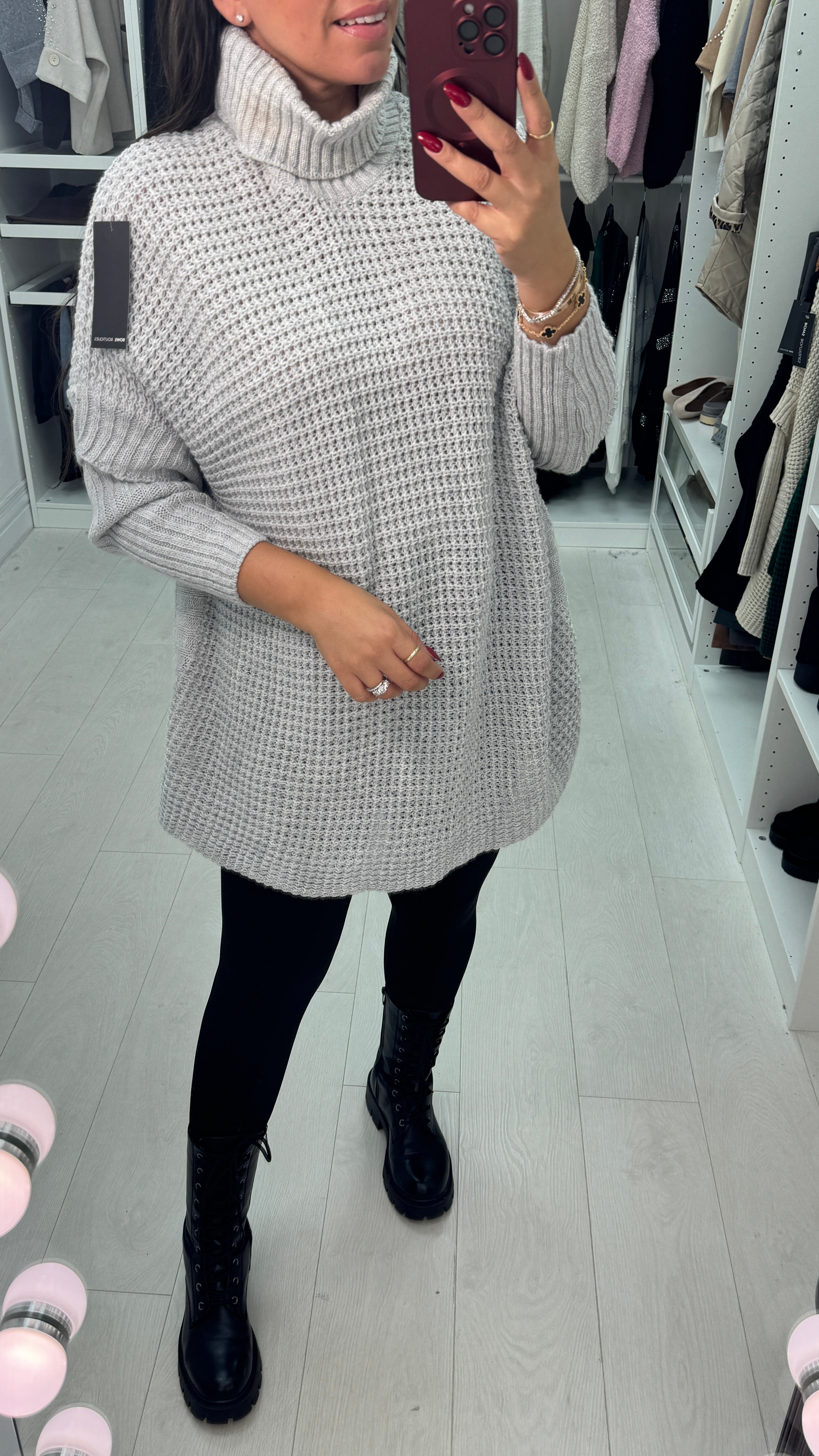 Maxine Plain Roll Neck Chunky Knit Oversized Jumper