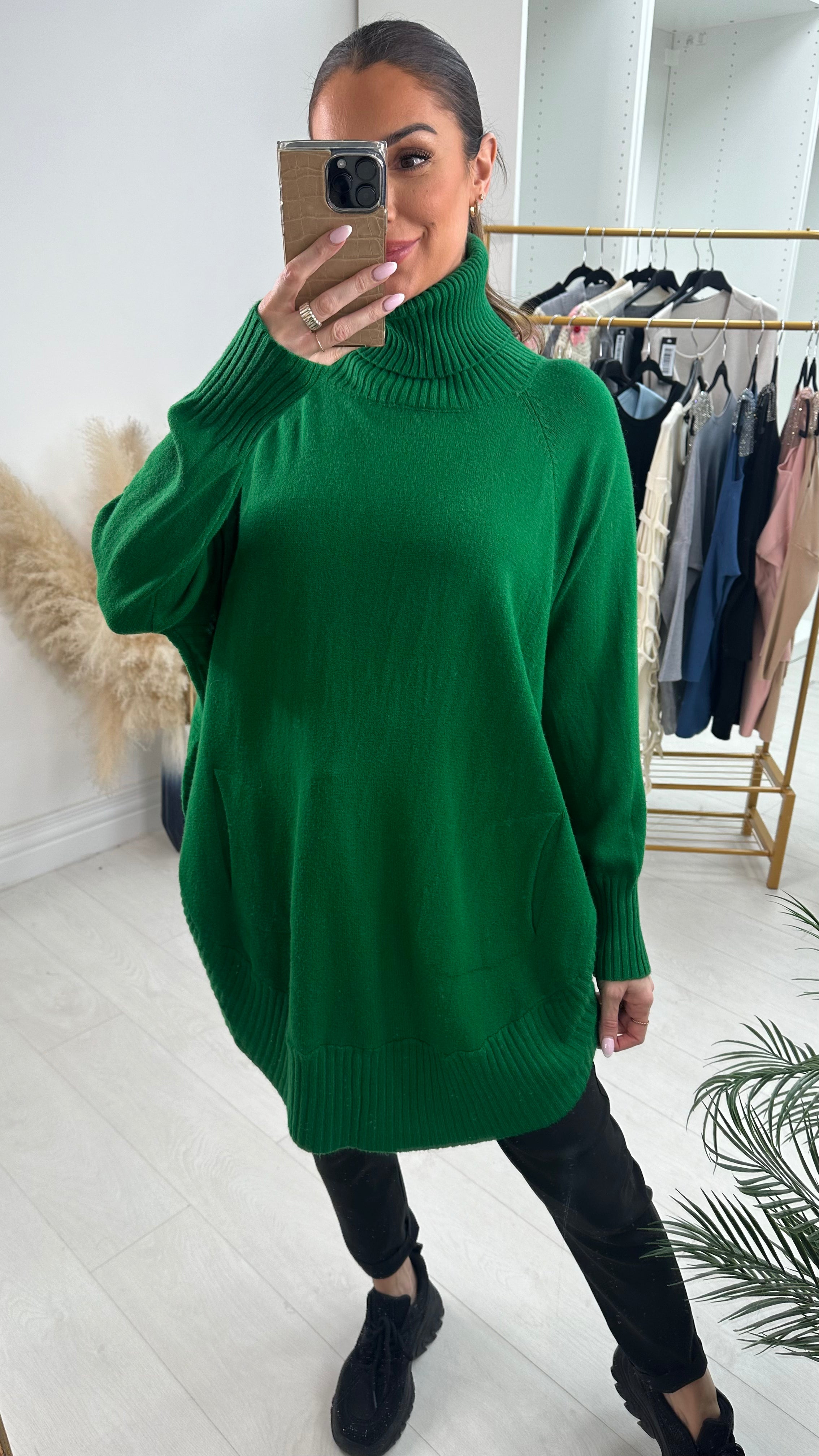Annie Roll Neck Poncho Style Pocket Jumper