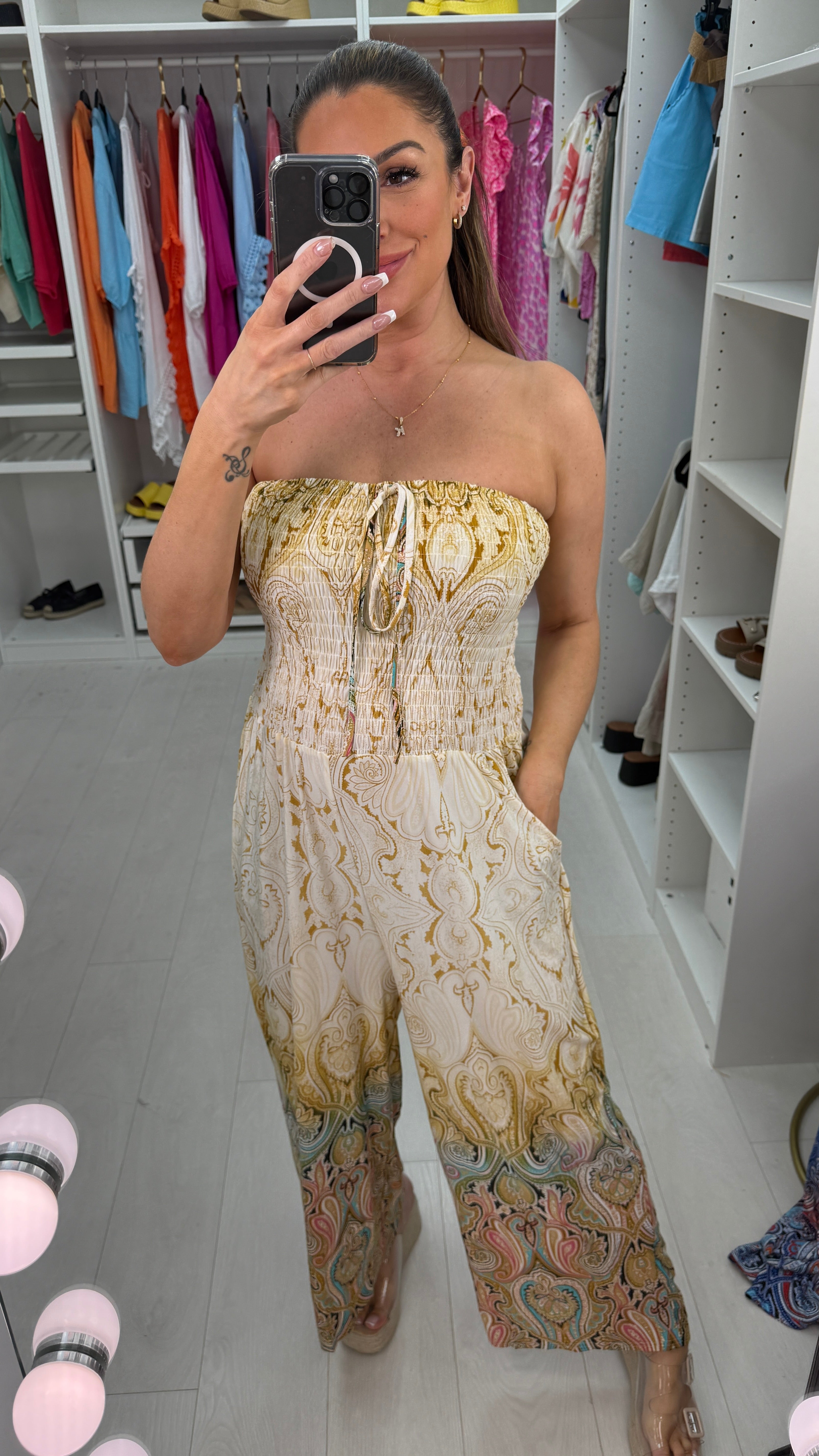 Jemina Paisley Print Elasticated Bust Magic Jumpsuit