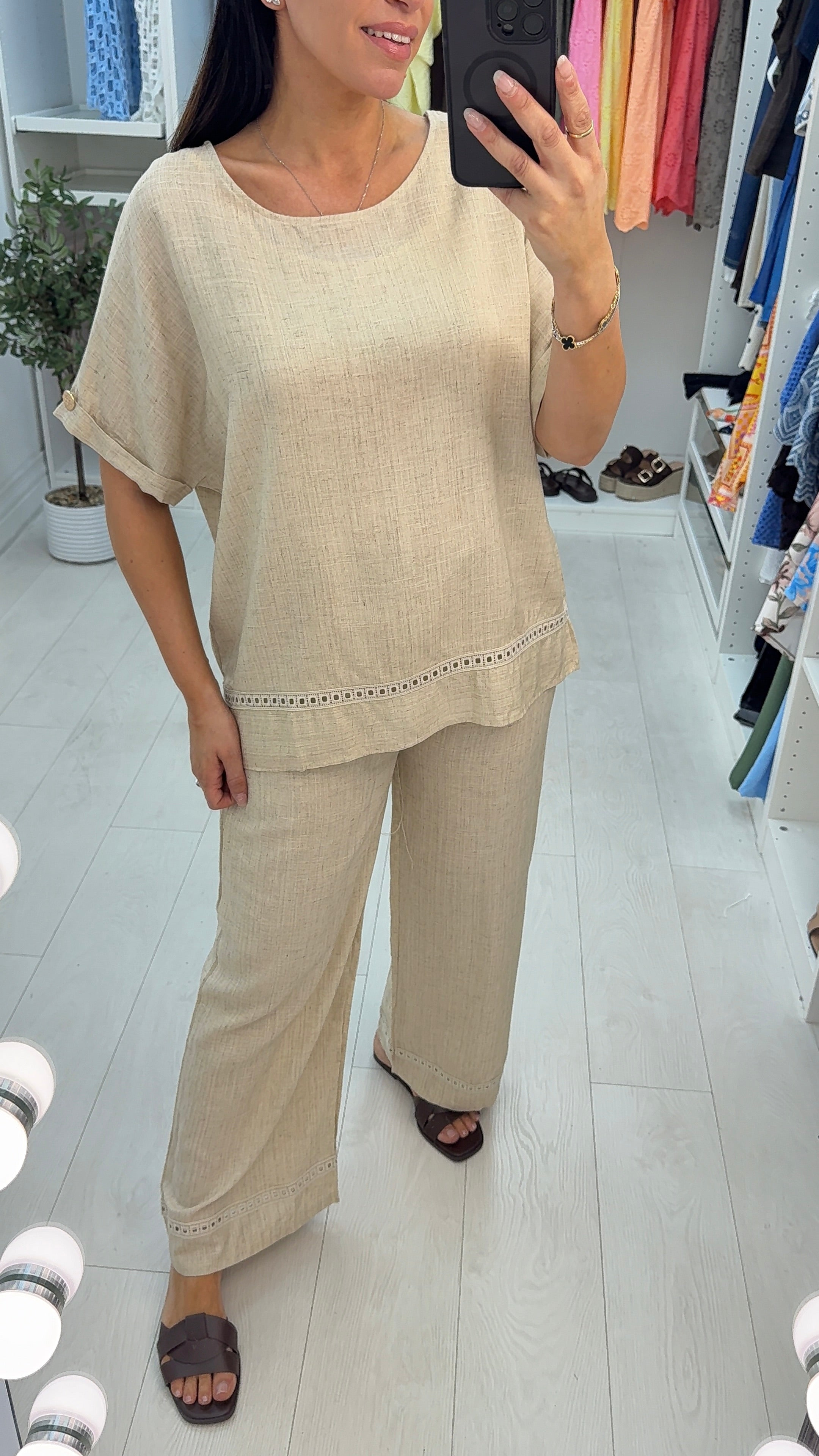 Olana Plain Loose Fit Detailed Trim Co-Ord Set