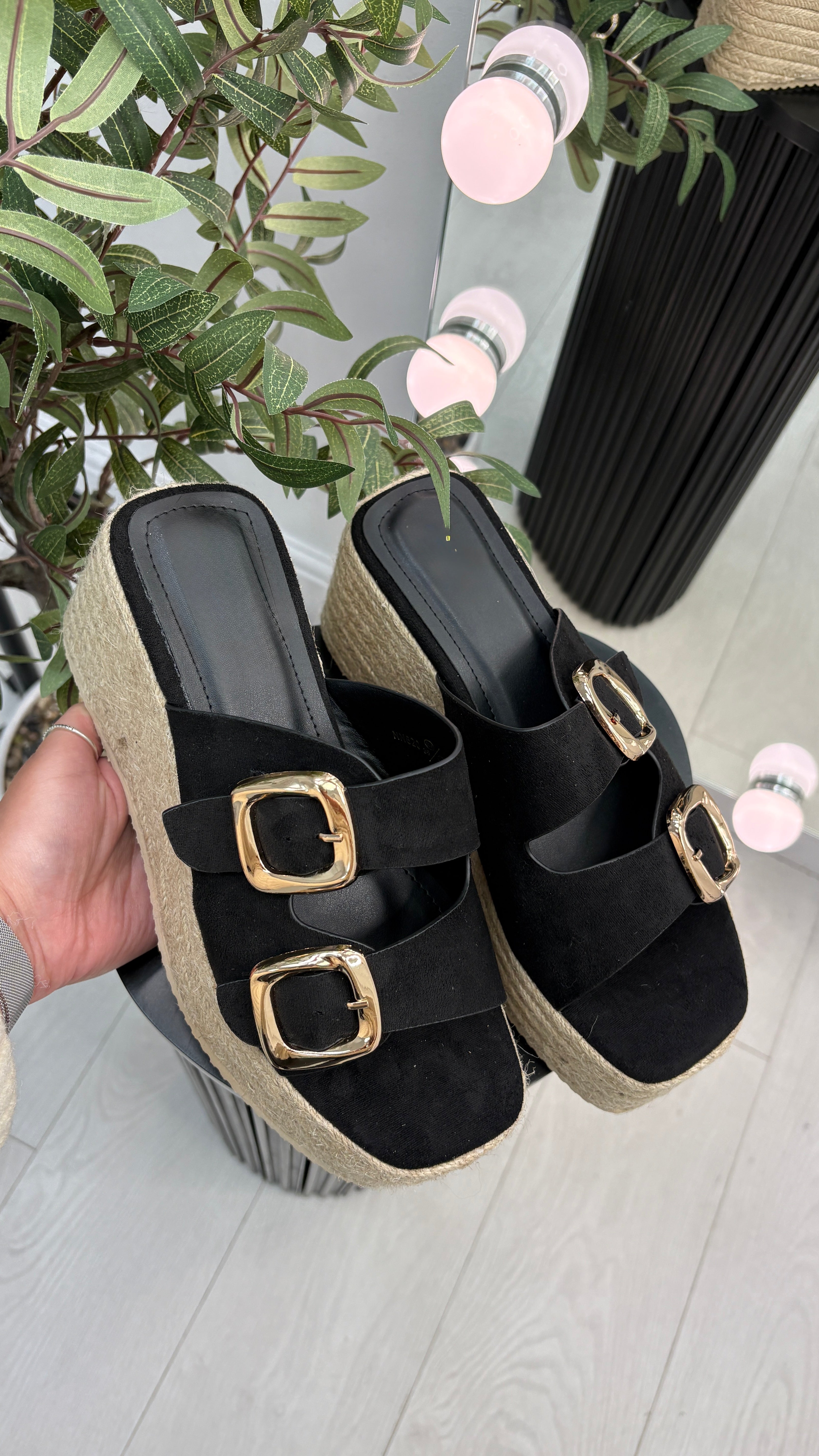 Dottie Woven Platform Buckle Mules