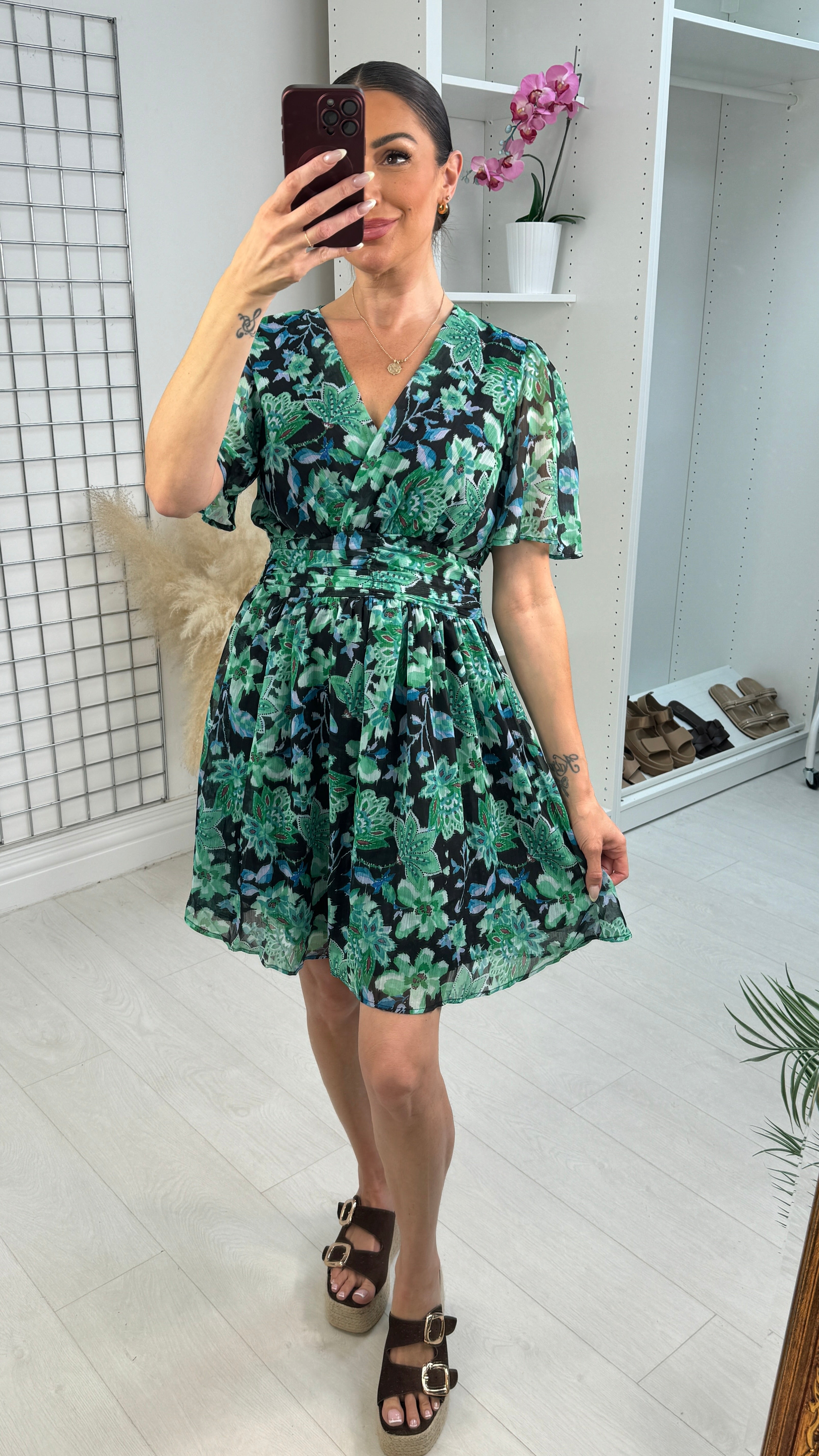 Capri V Neck Floral Midi Dress