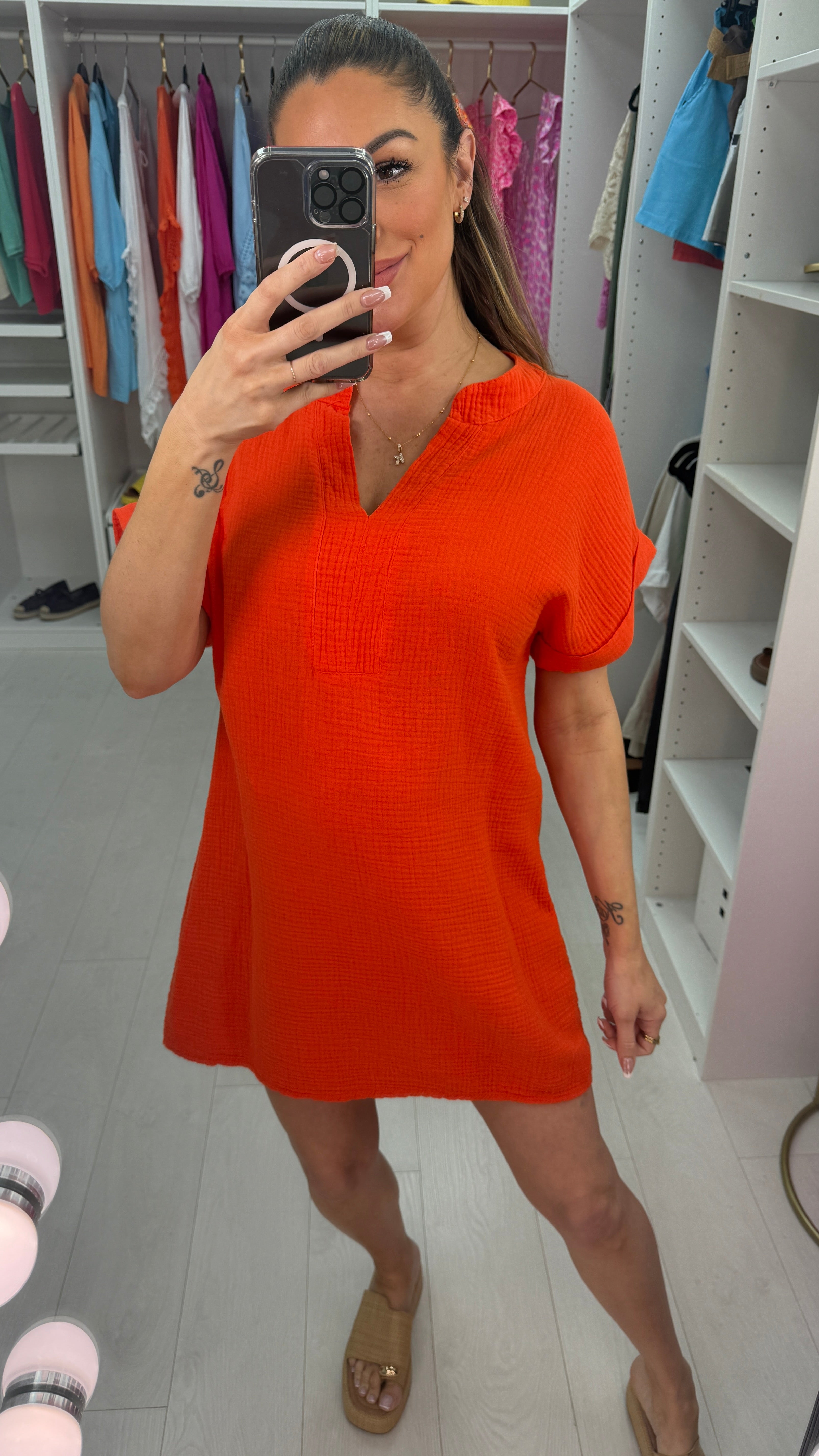 Valera plain Cheesecloth V Neck Midi Dress