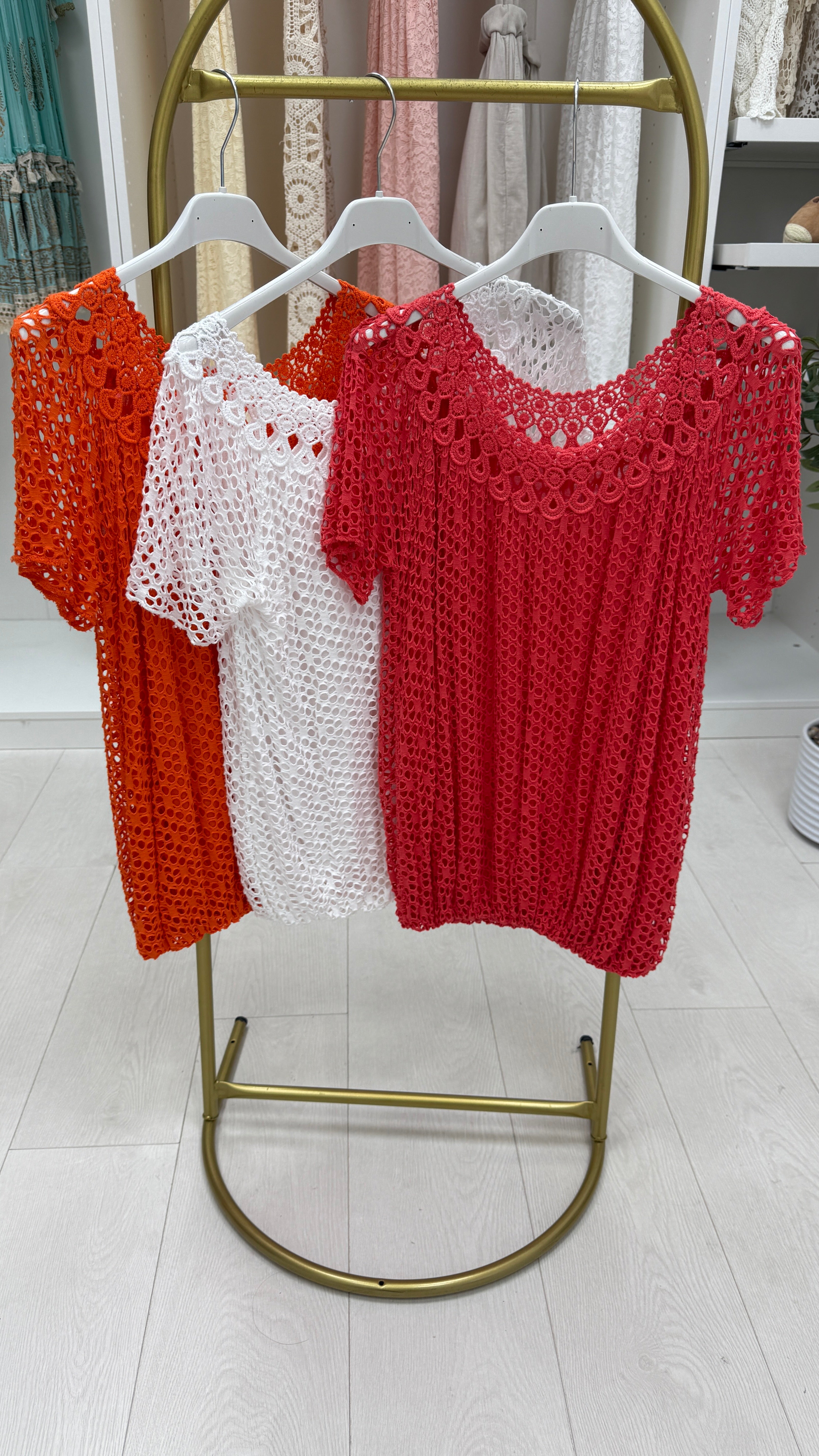 Casandra Crochet Bubble Hem Top
