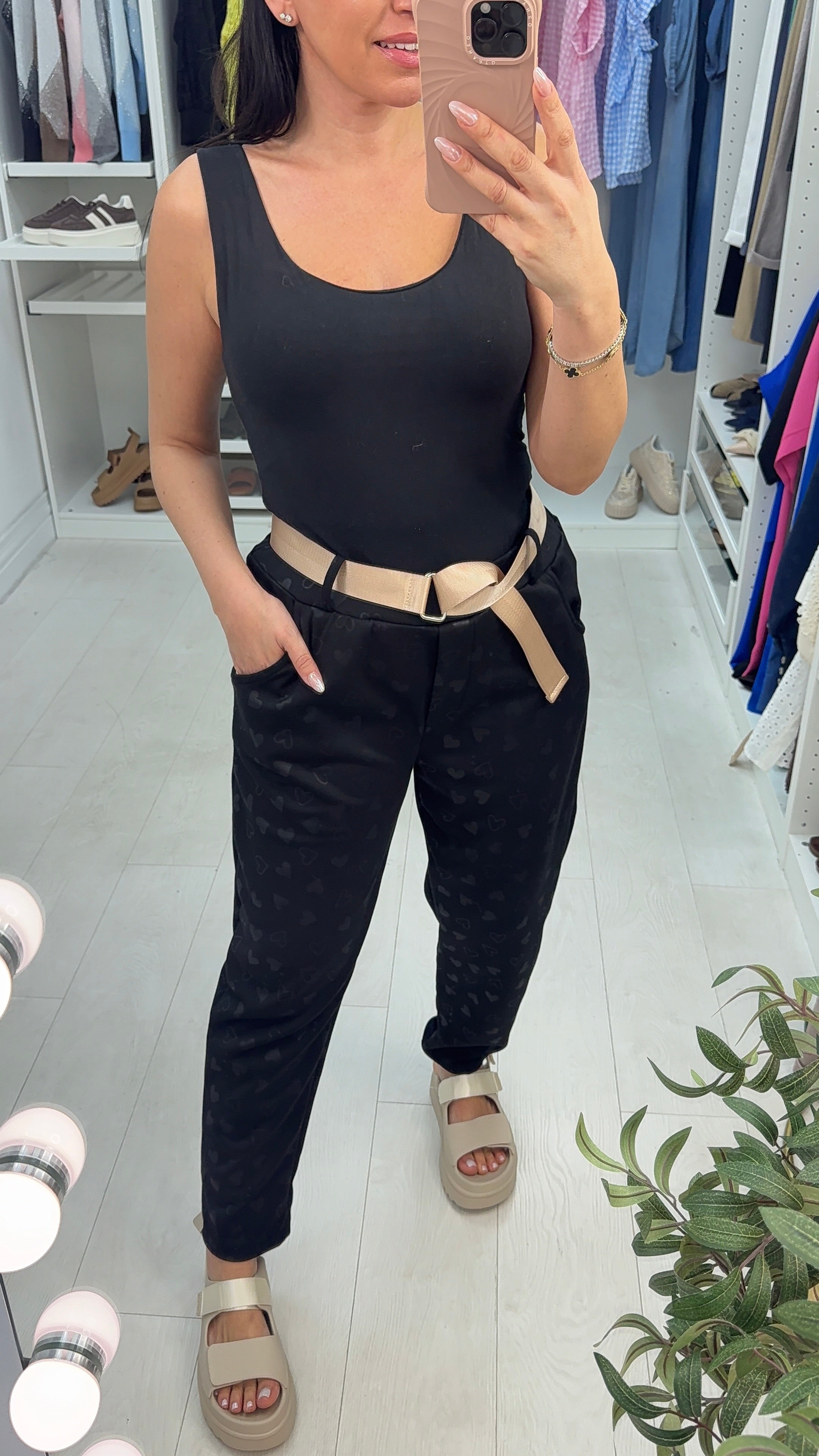 Alex Heart Pattern Elasticated Waist Trousers