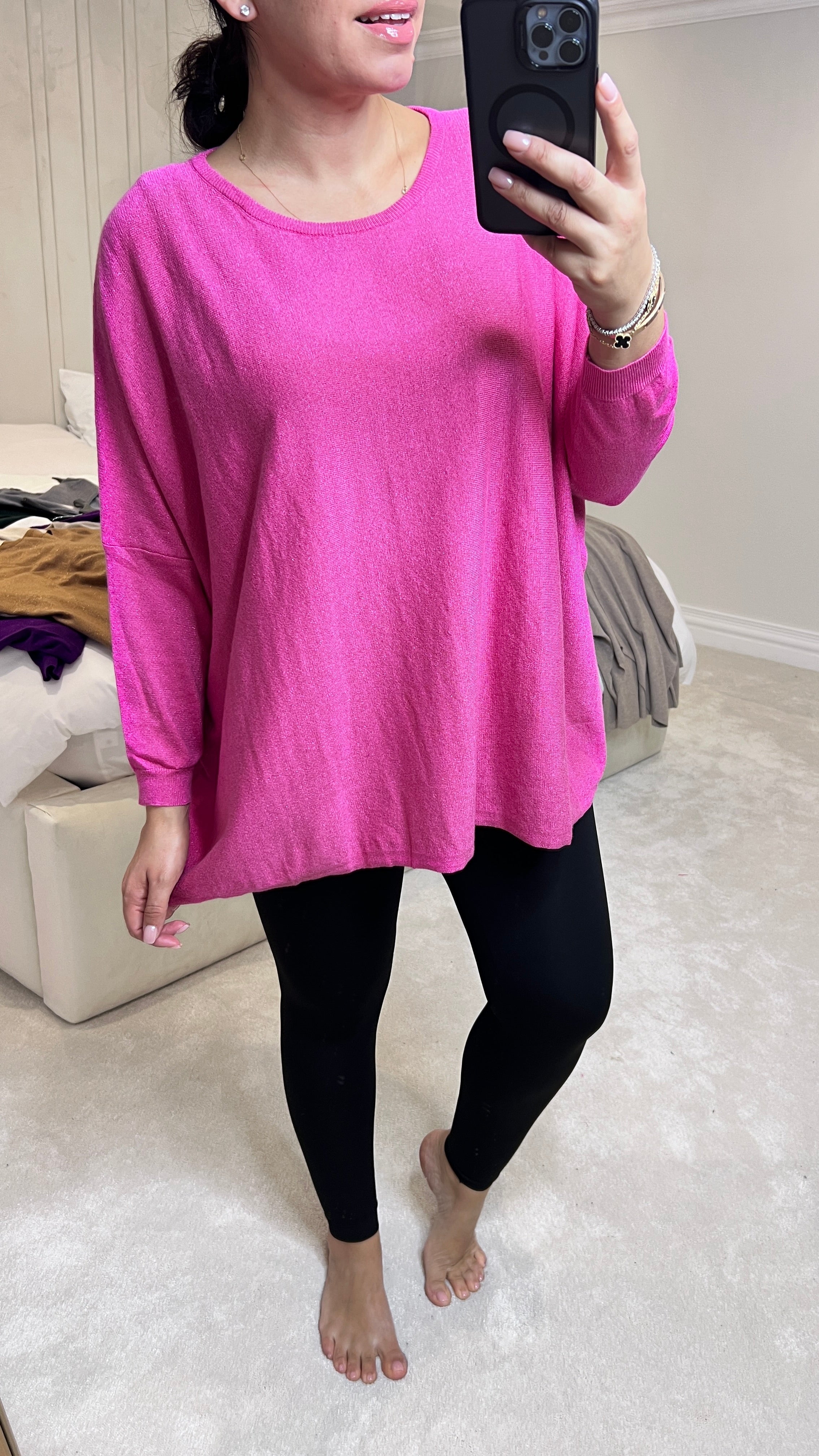 Jayne Batwing Plain Glitter Jumper