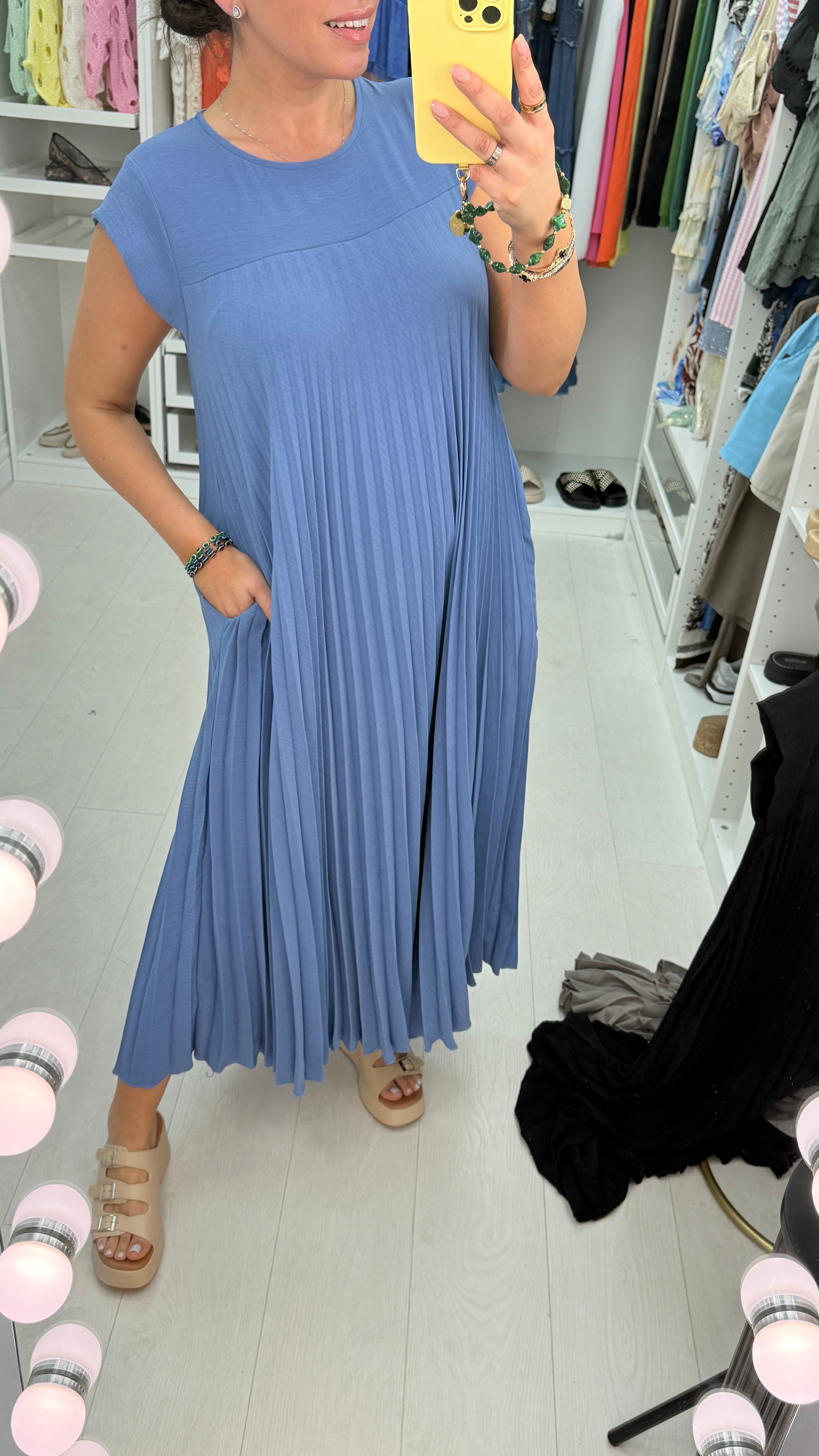 Jodi Plain Pleated Maxi Dress