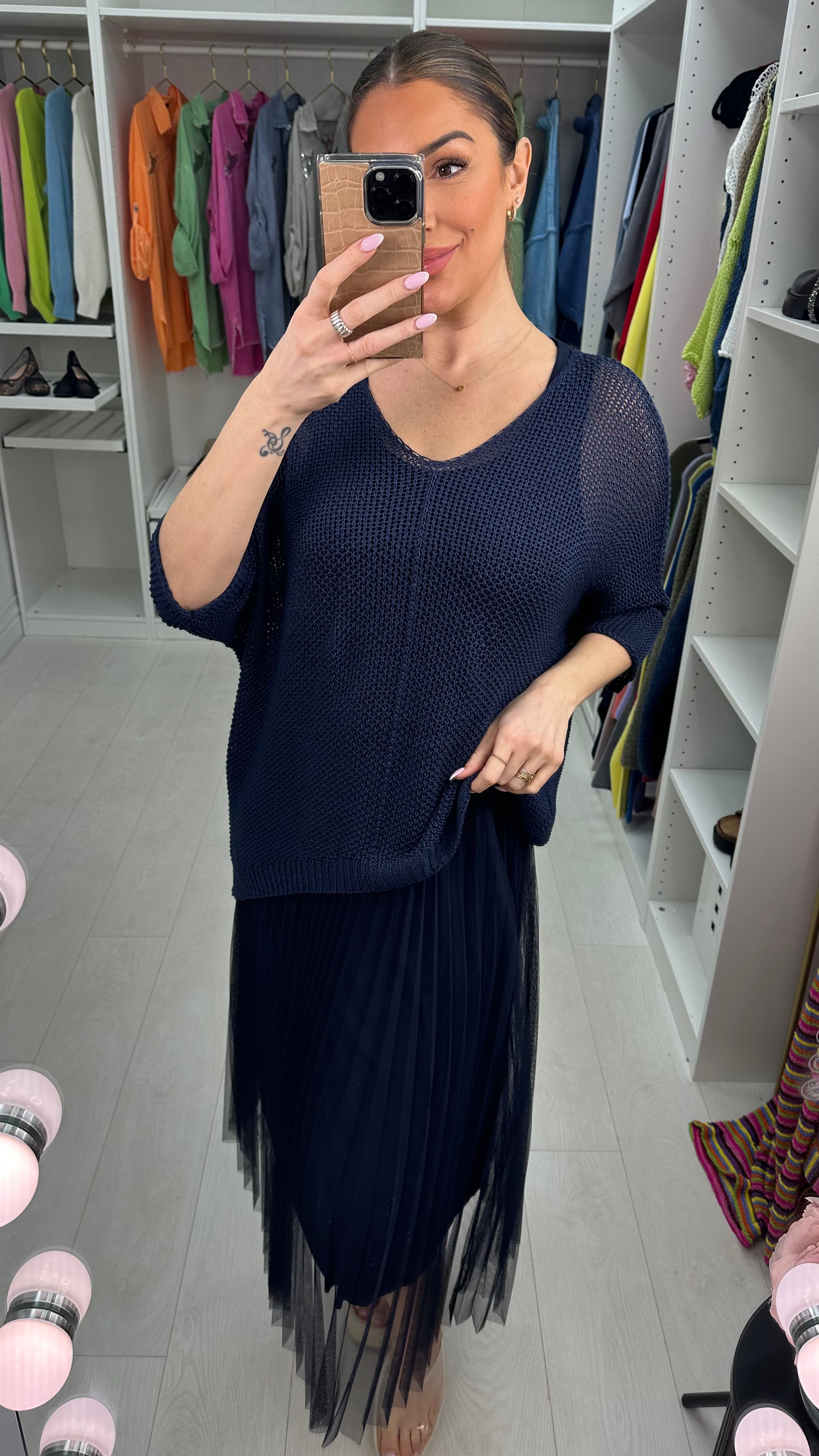 Alissia 2 Piece Knit Top & Pleated Chiffon Dress