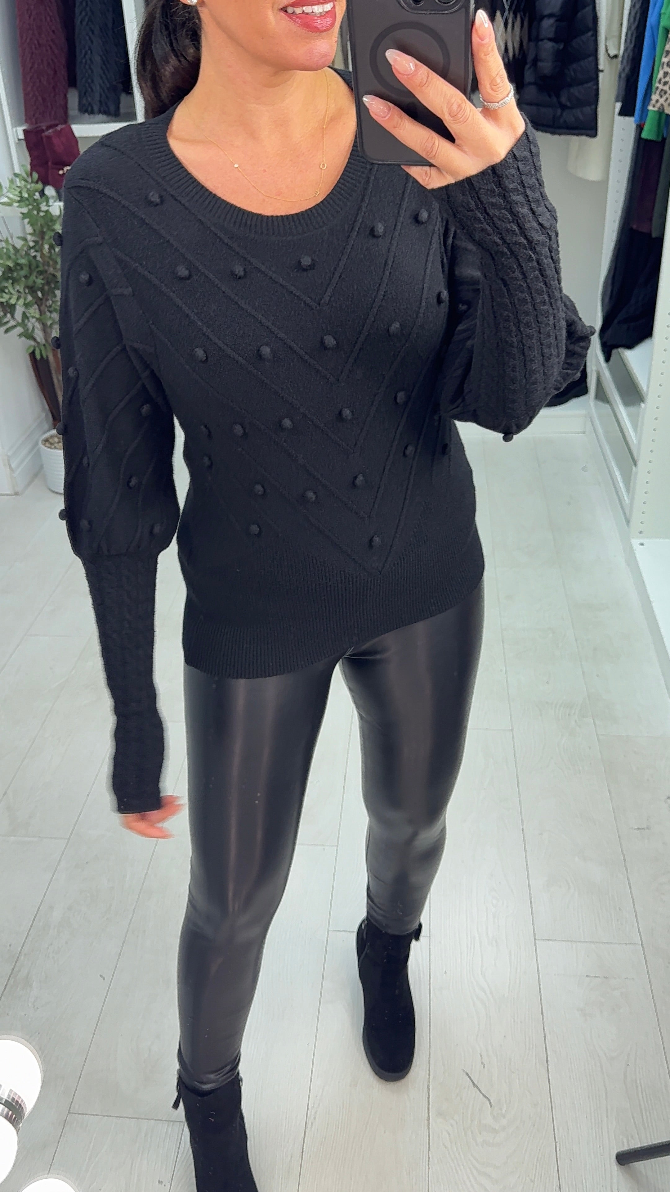 Kamila Asymmetric Balloon Sleeve Jumper