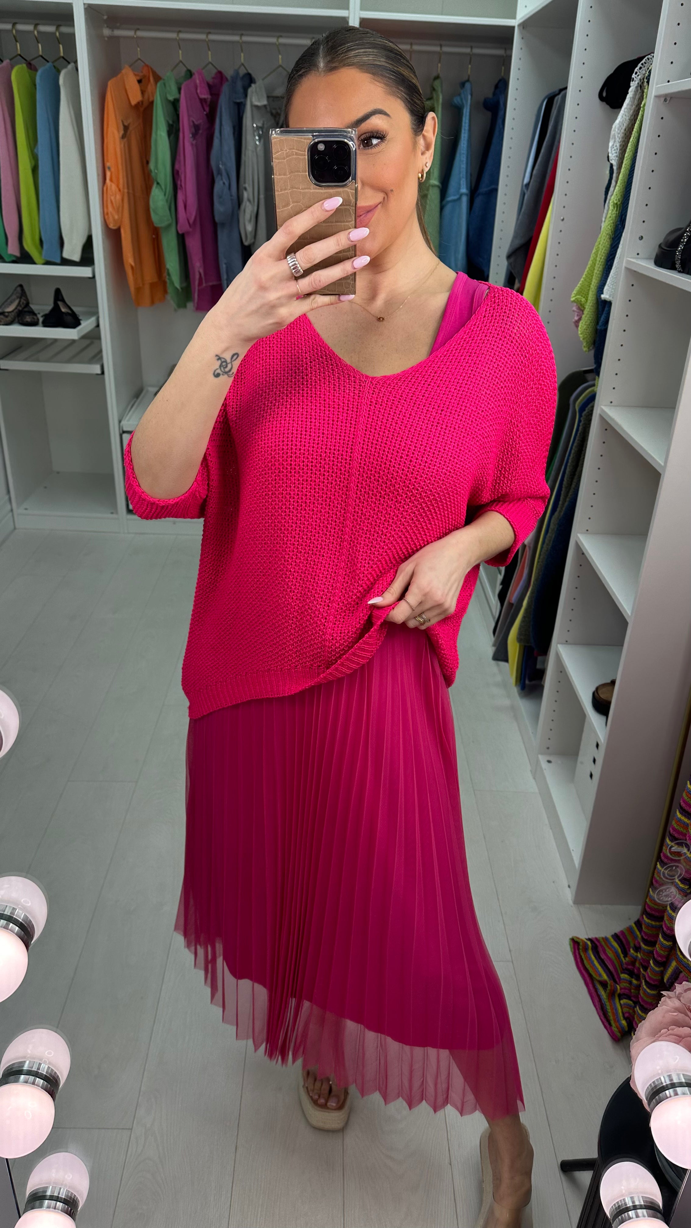 Alissia 2 Piece Knit Top & Pleated Chiffon Dress