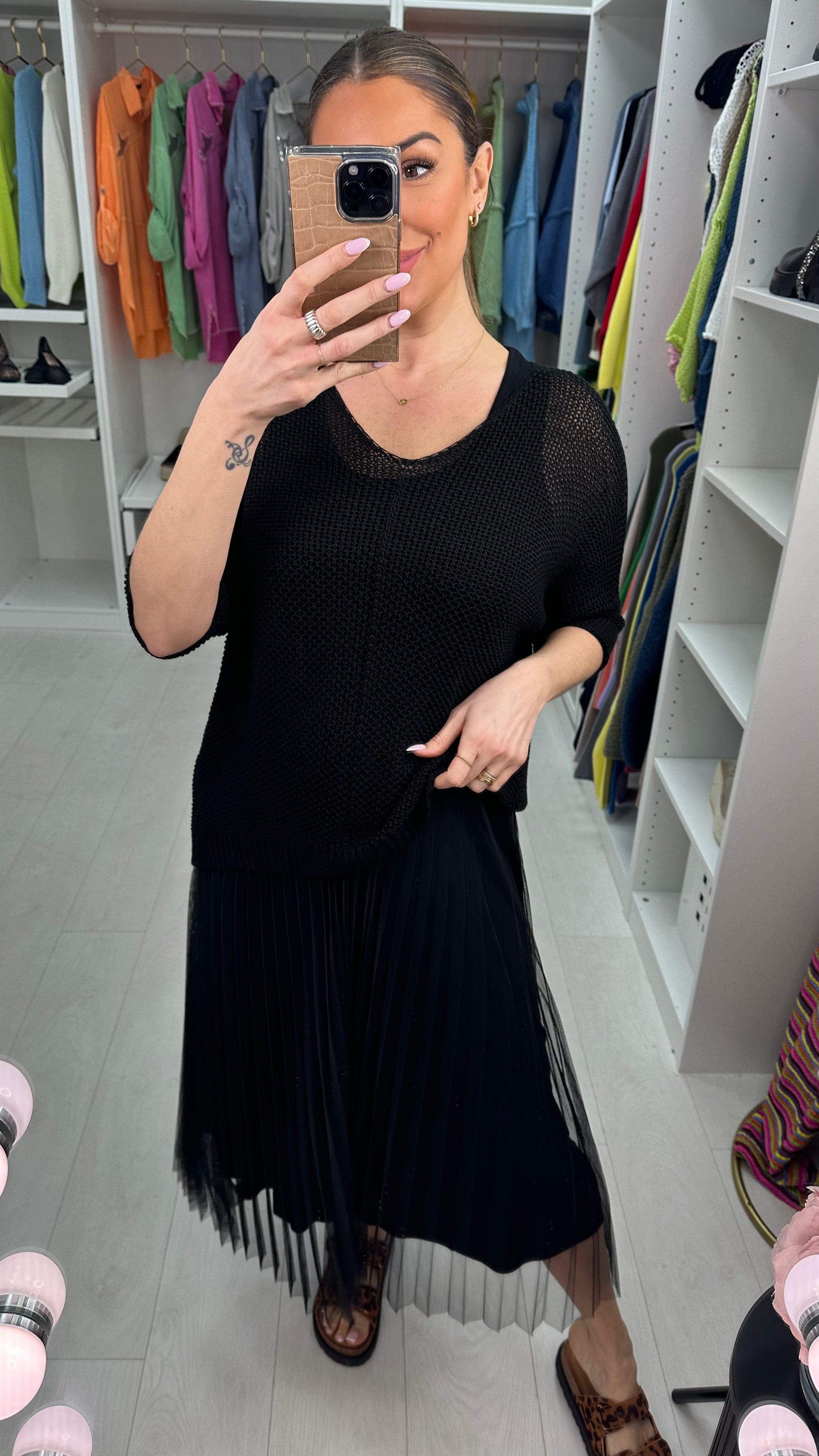 Alissia 2 Piece Knit Top & Pleated Chiffon Dress